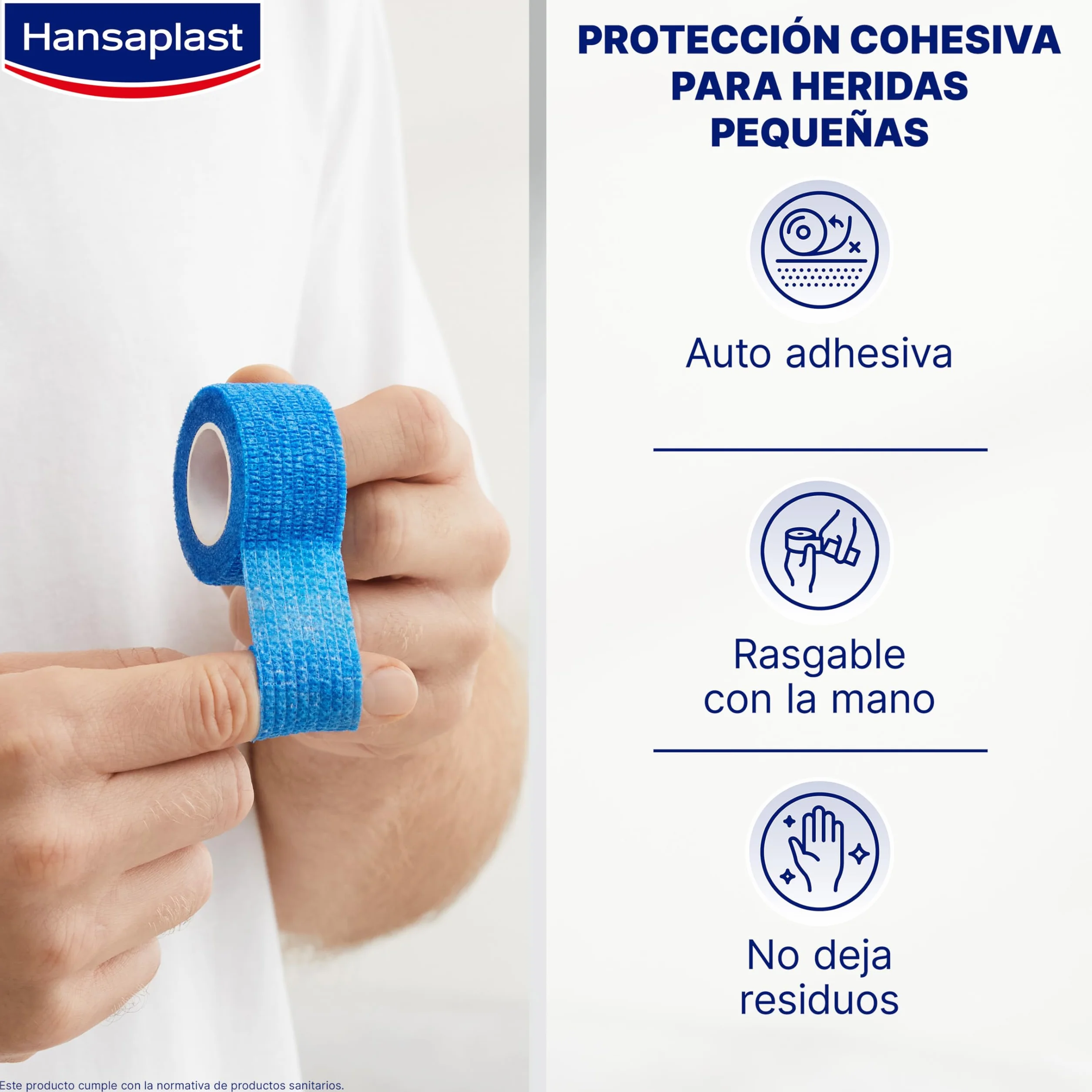 Hansaplast Venda cohesiva 5 m x 2,5 cm autoadhesiva resistente al agua transpirable