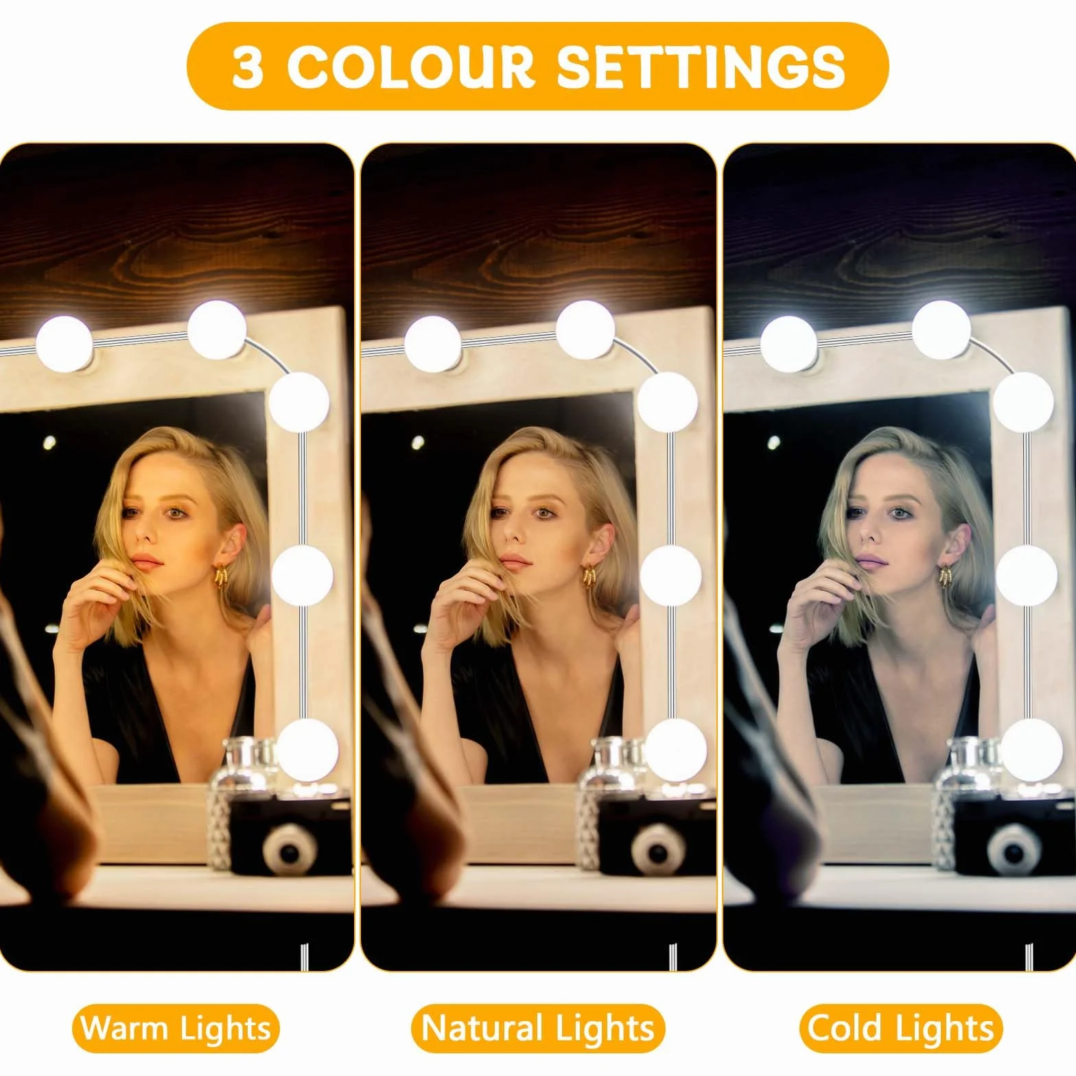 Auauraintt LED para espejo luces Hollywood regulables 3 colores lámpara de maquillaje ropa vestidor baño