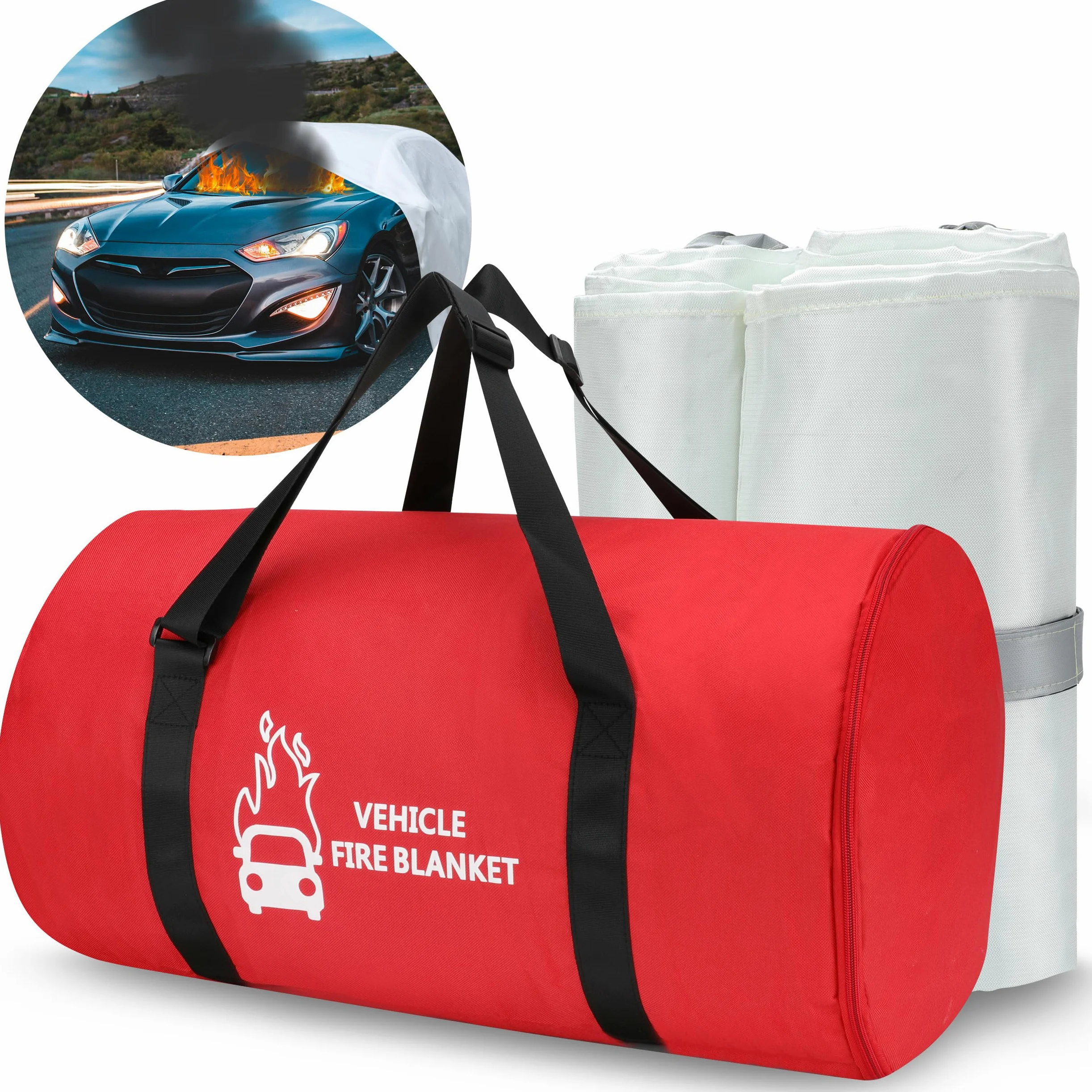 Manta de emergencia para automóvil, manta grande de fibra de vidrio extintor de incendios, rojo, 13.12 x 19.68 pies