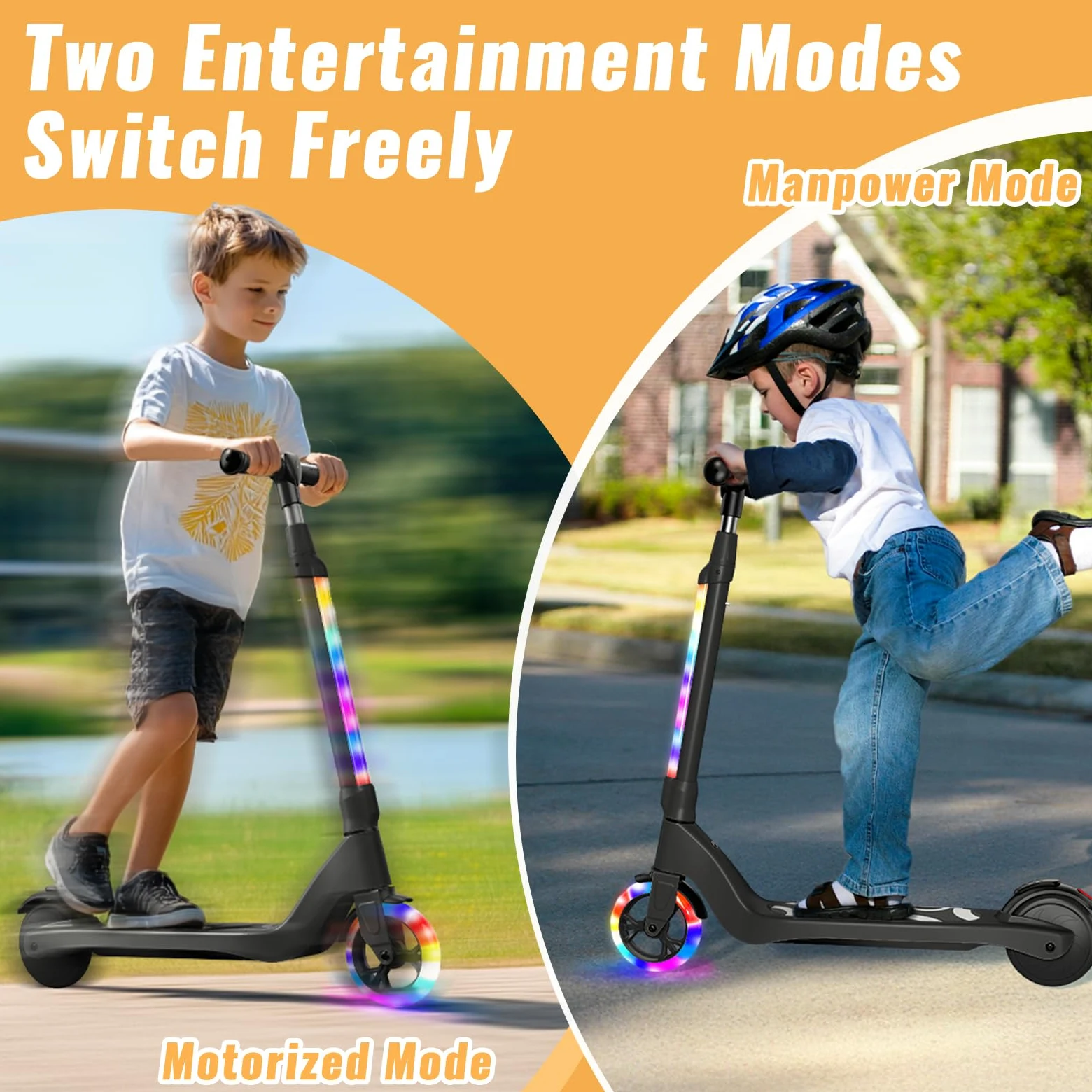 TST Patinete Eléctrico para Niños de 6 a 10 años, con Luces LED, Patinetes Niño con 3 Niveles de Ajuste, Scooter Eléctrico Niños con Ruedas de 5,3" y una Velocidad Máxi 10 km/h y una Carga Máxi 70 kg