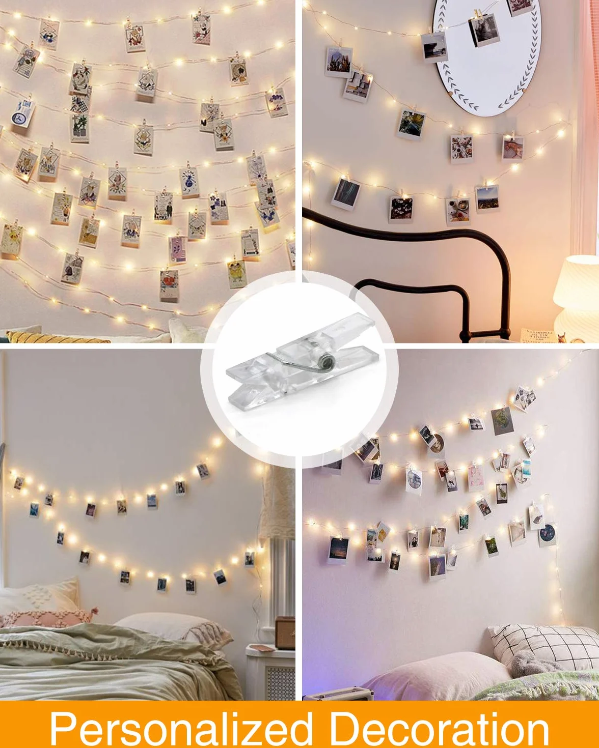 Kolpop 5m 50 LED Clip Cadena de Luces Fotoclips Guirnalda para Colgar Fotos Decoración