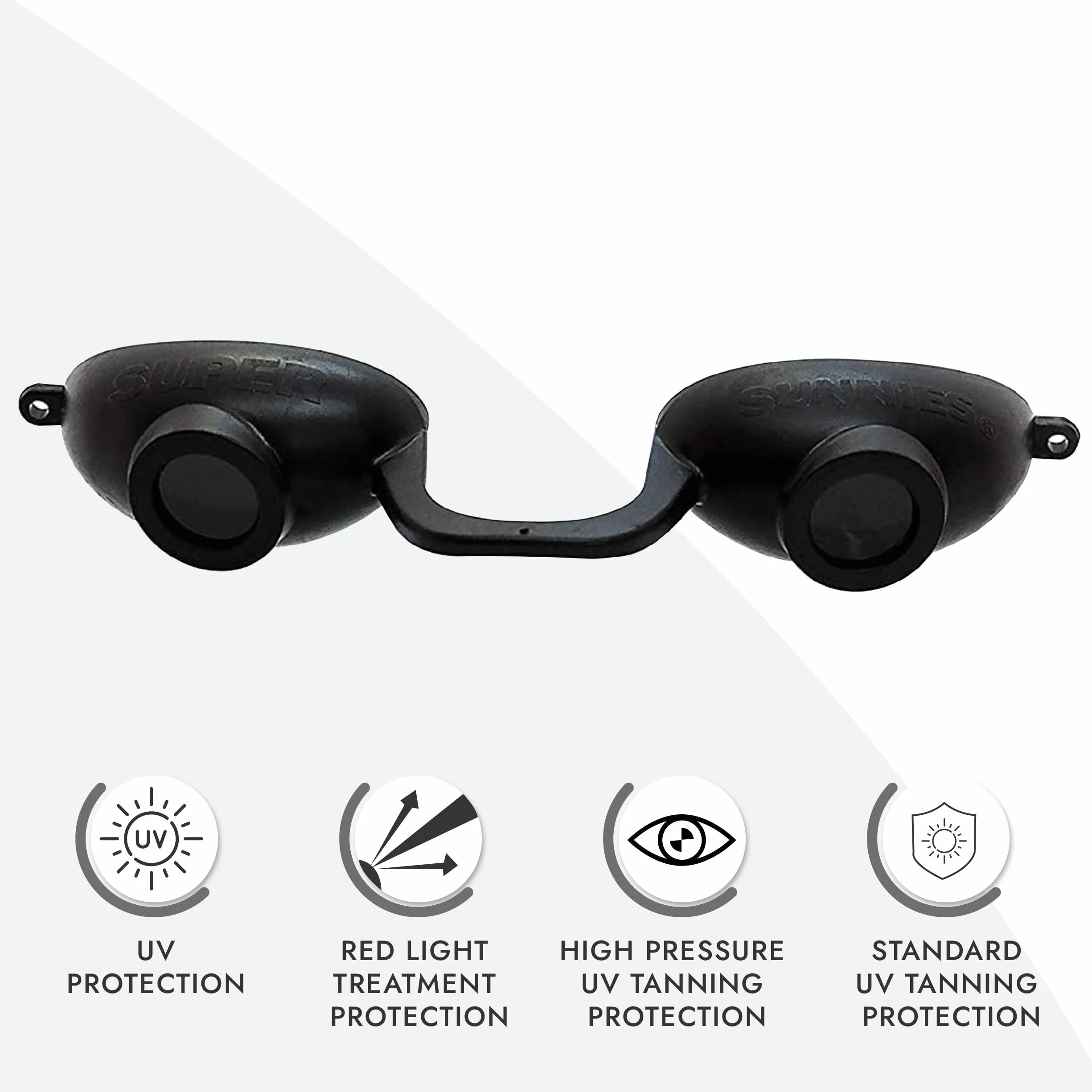 Super Sunnies EVO FLEX Flexible Tanning Bed Goggles UV Protection Black