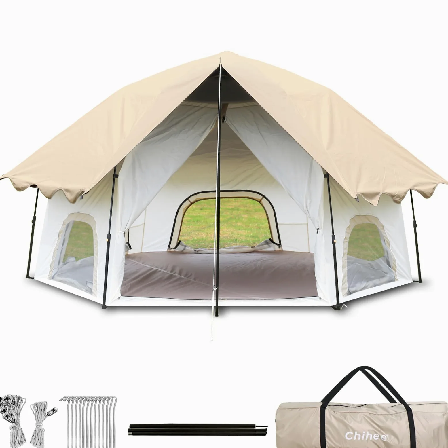 Chihee Tienda de campaña desplegable, cabina familiar con toldo, porche para 3 personas, refugio al aire libre, impermeable y resistente al viento, fácil