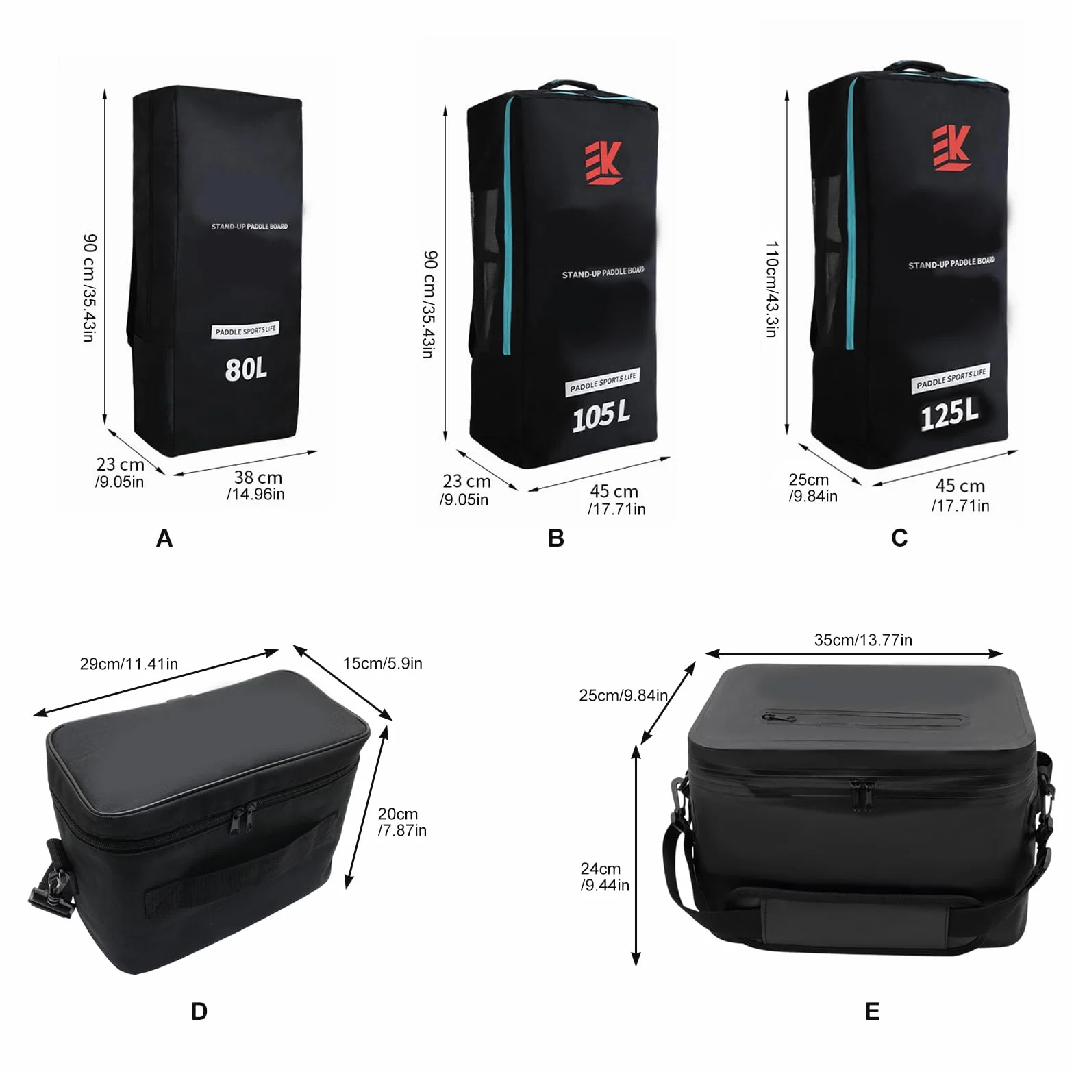 1. Mochila inflable de gran capacidad para tabla de surf, bolsa seca portátil con bolsillo lateral, mochila portátil para tabla de surf, bolsa de viaje con bolsillo lateral pequeño