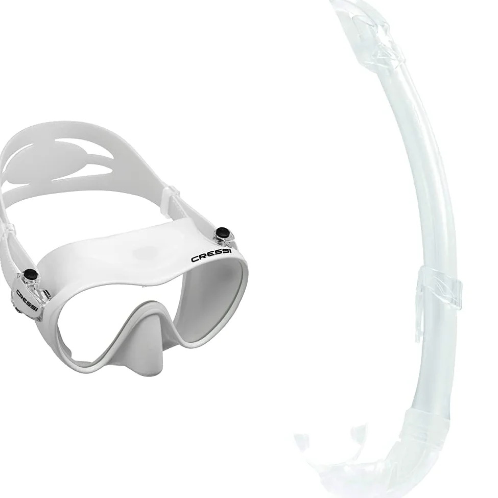Cressi F1 Mask Máscara Monocristal Tecnología Frameless, Unisex, Blanco + Mexico Tubo De Snorkel, Unisex-Adult, Transparent