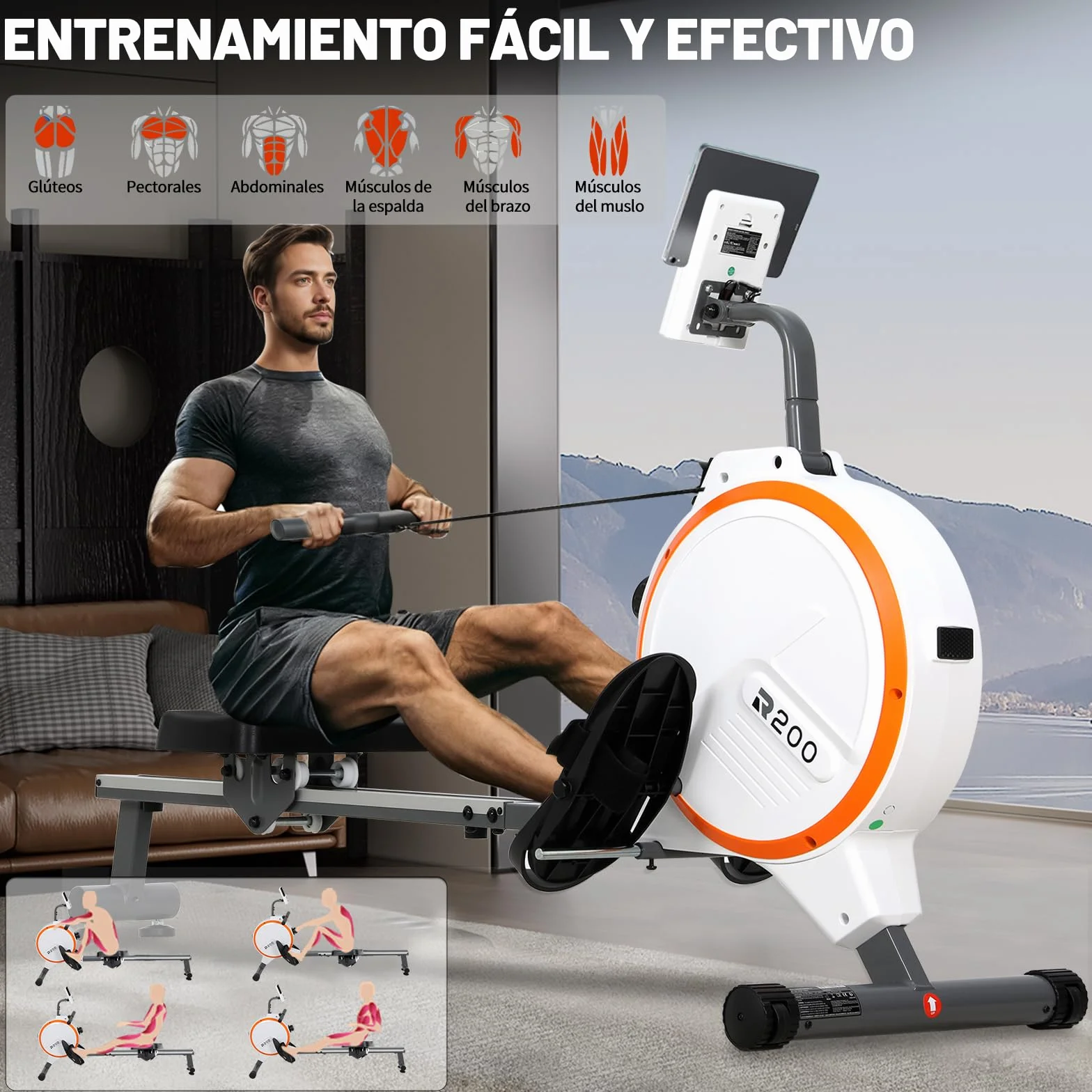 Máquina De Remo para Casa, Máquina Remo Magnético con 16 Niveles de Resistencia, Pantalla LCD, Maquina De Remo para Casa súper silenciosa, Rowing Machine Remo Fitness Gym En Casa