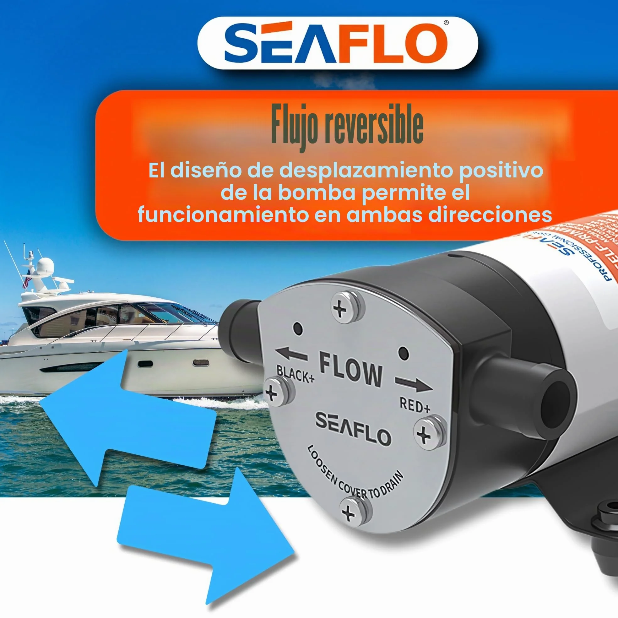 SEAFLO Marine - Bomba de balasto con impulsor autocebante reversible de 12 V y 8 GPM