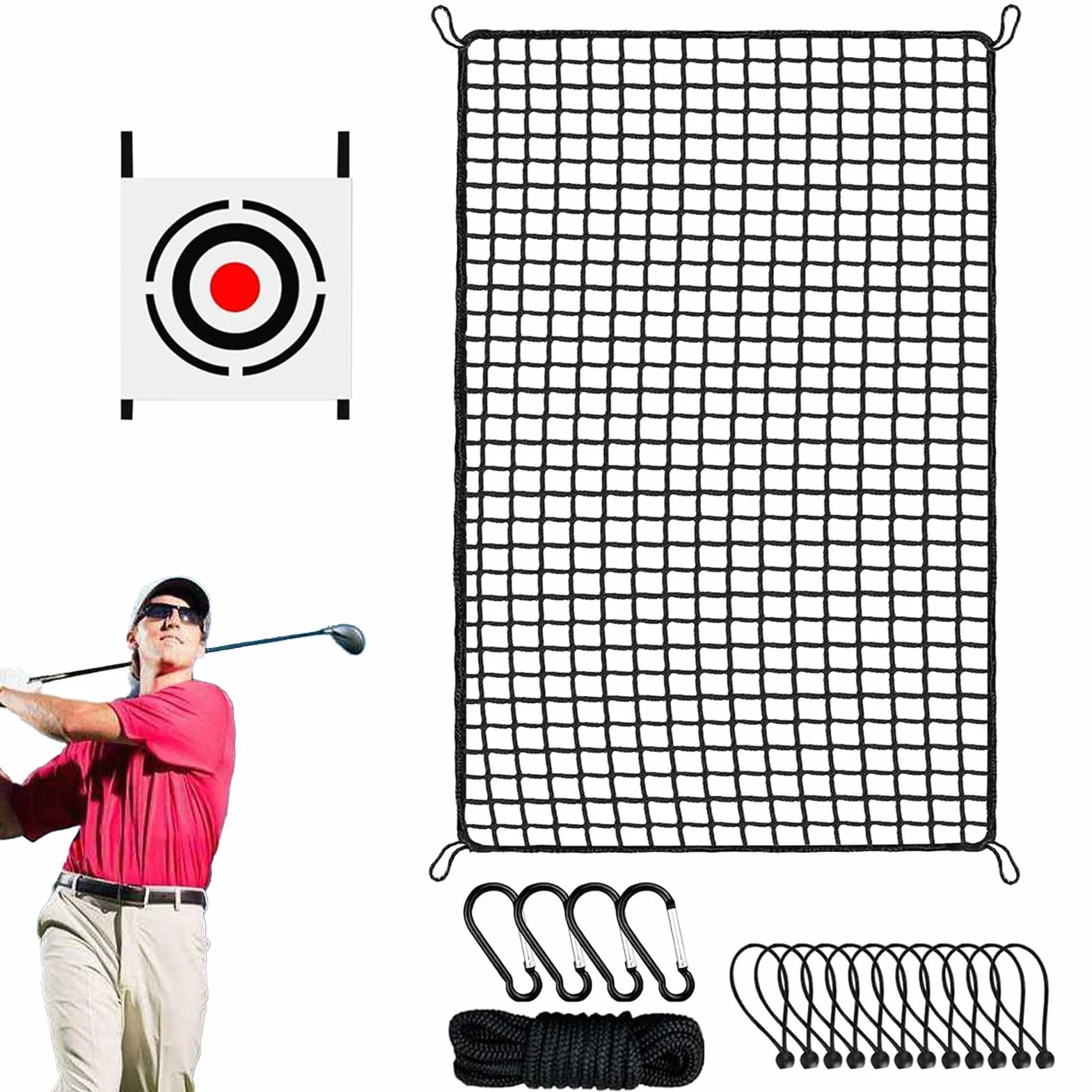Red de práctica de Golf 2x2m con Tela de Objetivo Portátil para Exteriores e Interiores