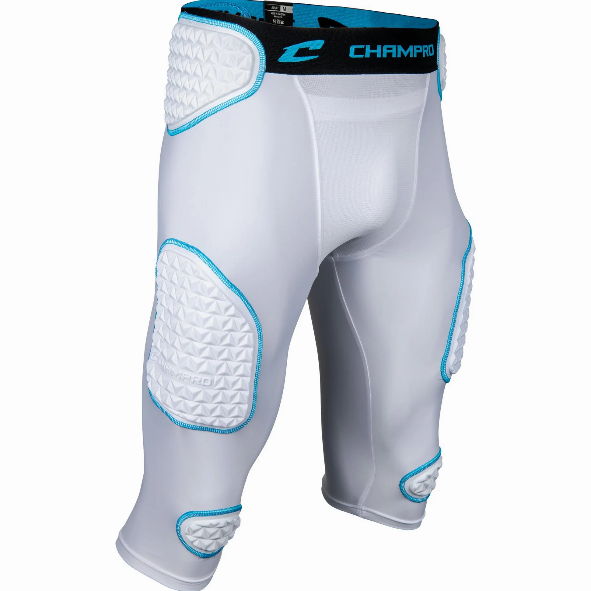 Champro Bull Rush - Faja Juvenil de 7 Almohadillas, Color Blanco, Azul óptico