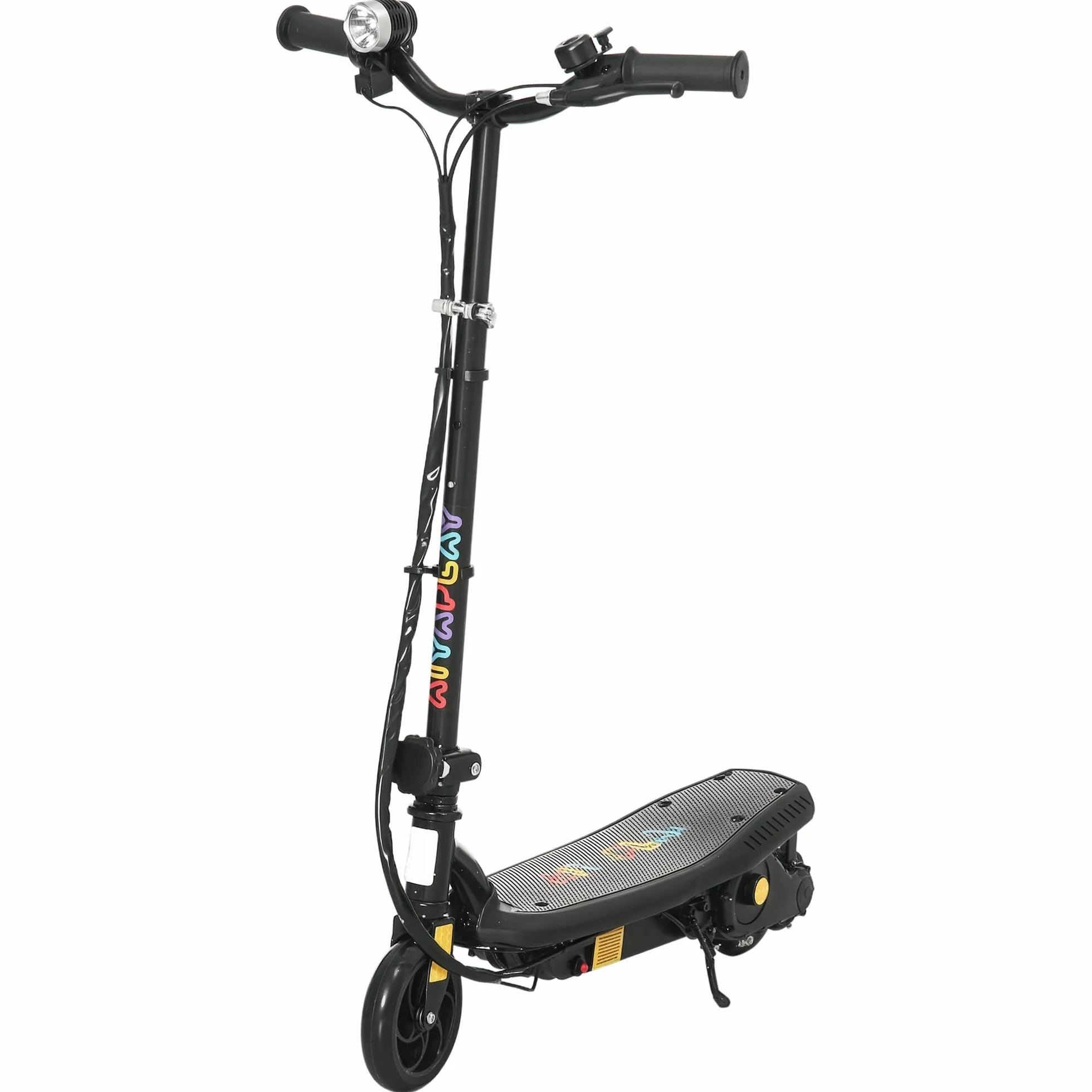 HOMCOM Patinete Eléctrico para Niños de 7-14 Años, Plegable, Patín Eléctrico, MAX. 12 km/h, Motor 120 W, Autonomía Máxima 10 km, con Manillar Ajustable en Altura, Faro LED y Freno