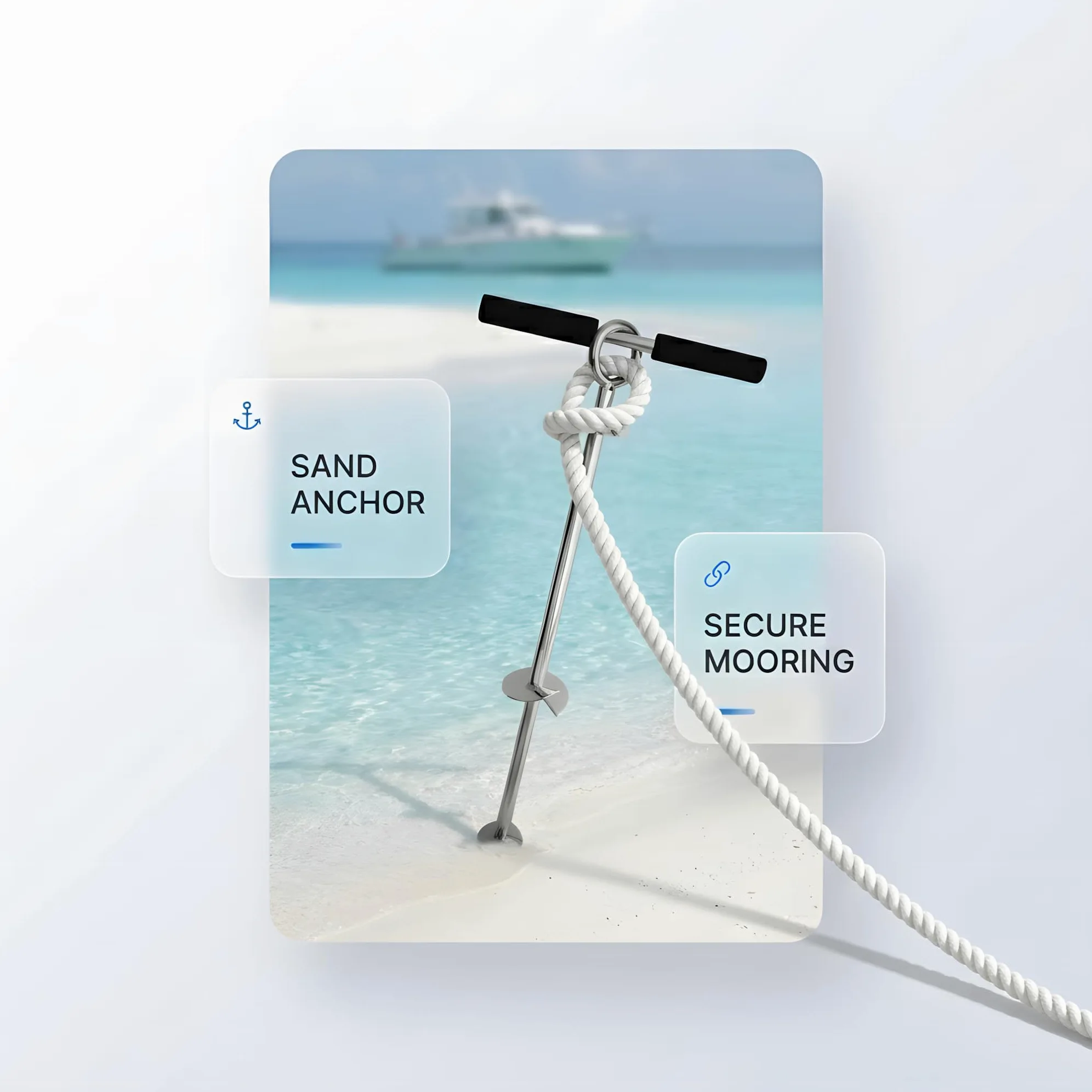 Ancla De Arena De Acero Inoxidable 316 para Embarcaciones, Ancla De Arena De Playa De Doble Placa con Mango Y Diseño De Tornillo, Ancla De Barra De Arena Resistente A La 18INCH Sand Anchor