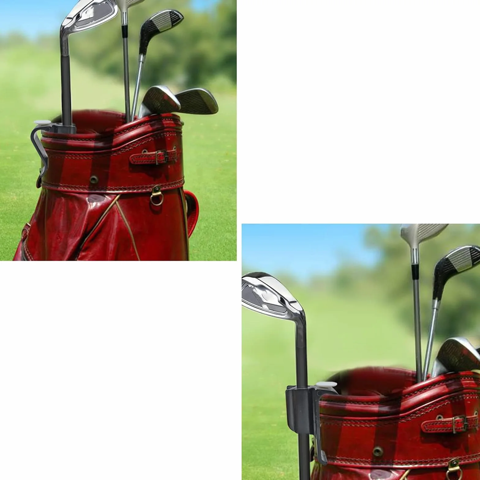 4 clips para bolsas de palos de golf en soporte para putter, soporte de sujeción de plástico duradero, color negro, accesorios de golf para hombres y mujeres