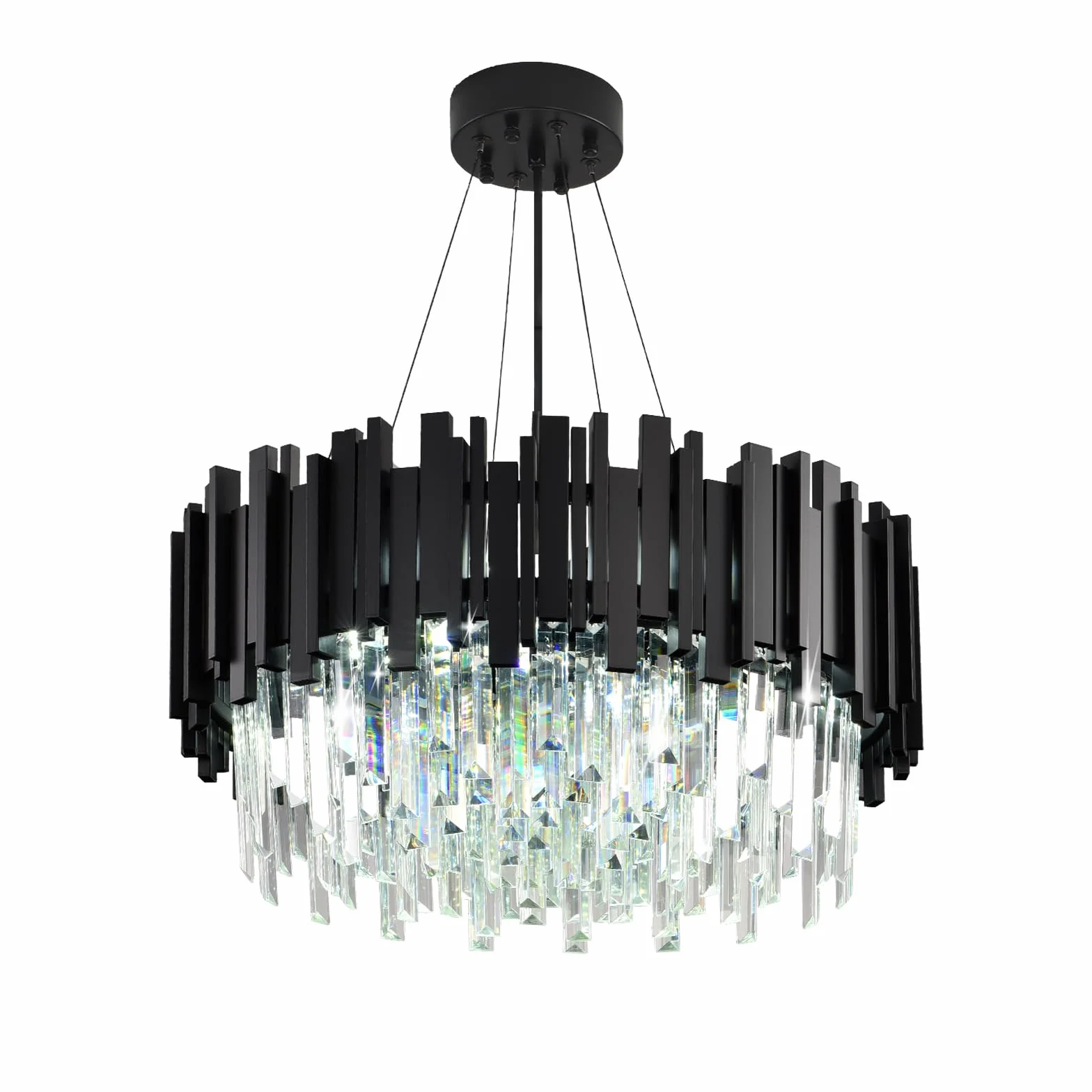 Lámpara de Araña de Cristal Moderna Redonda K9 Colgante 9xE14 Ajustable