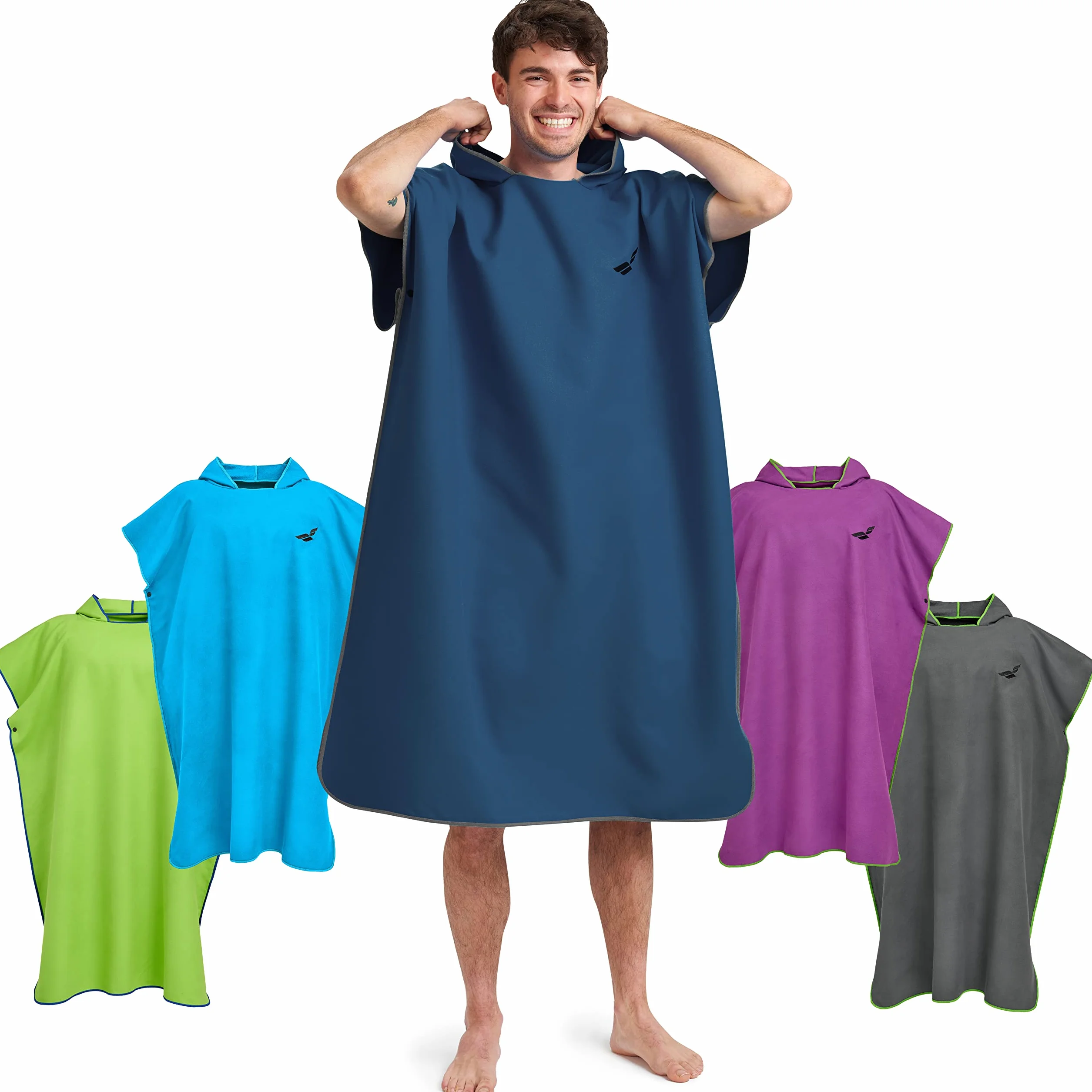 Fit-Flip Poncho de Surf - Ligero, Compacto y de Secado rápido - Toalla para cambiarse para Mujeres y Hombres - Albornoz natación de Microfibra Playa