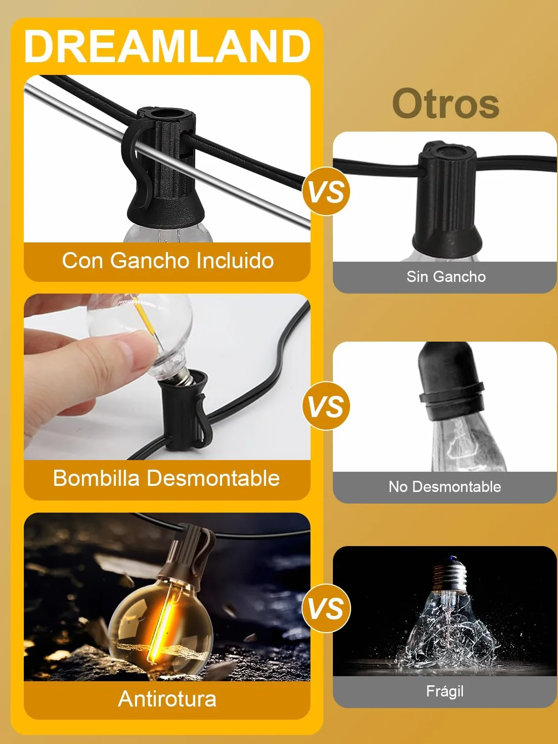 Guirnalda Luces Exterior 30M IP44 Led con Control App y Música Sync G40