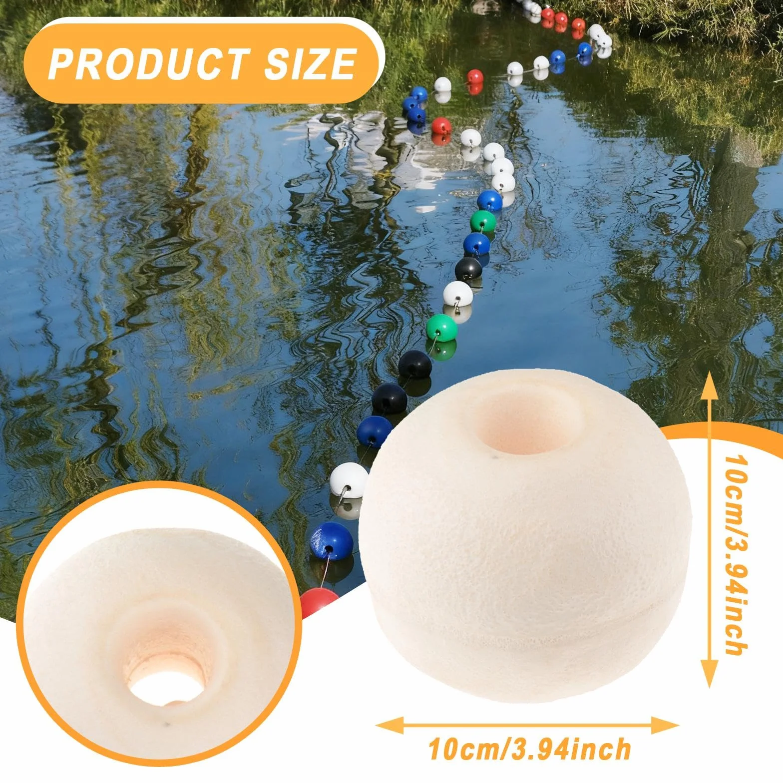 Boya Flotante Bola de Agua Flotador Náutico Accesorio de Cuerda Lanzable Construida en PVC Resistente Adecuada para Natación Piscina Activ