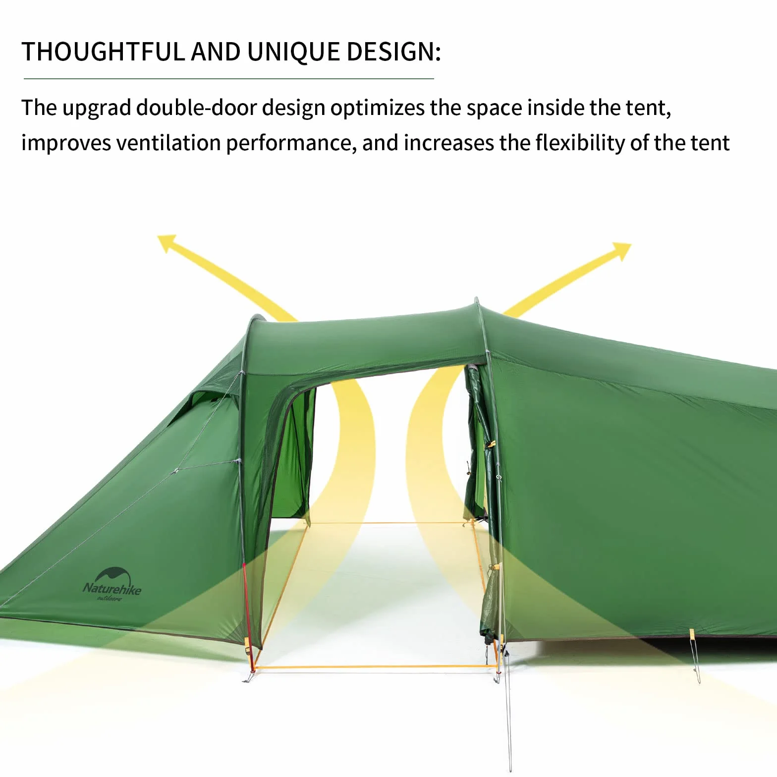 Naturehike Opalus Carpa para Mochileros Carpa Familiar Espaciosa y Liviana para 2/3 Personas Carpa Túnel para 2/3 Personas con Toldo