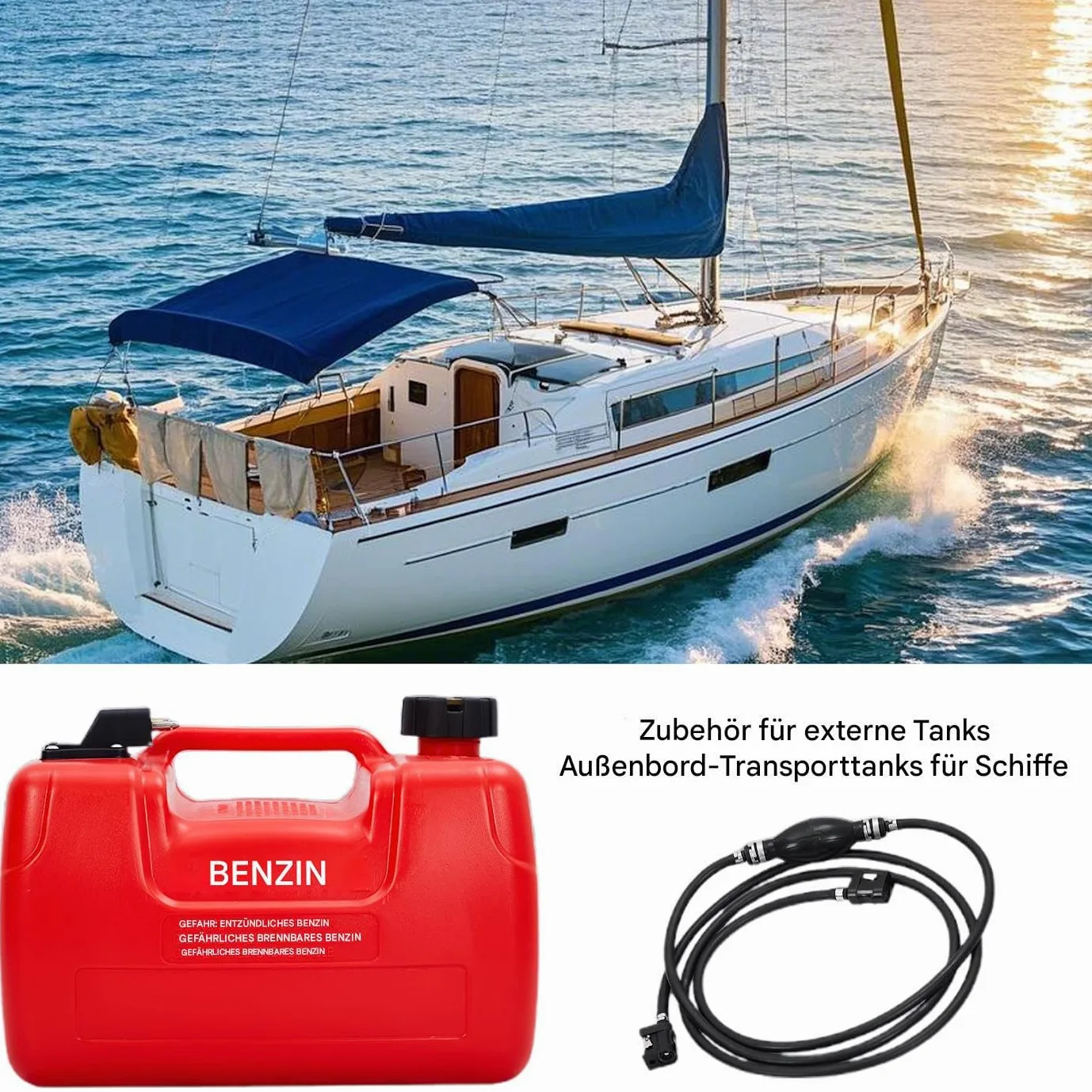 Tanque para bote, tanque externo Tanque de marino | Contenedor de de bota de pesca portátil 3 galones para yates, lata de crudo de barcos con filtro y tubería