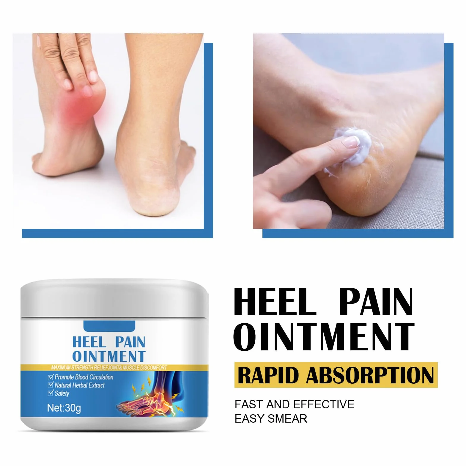Crema para Espolones Calcáneos y Dolor de Talón, Ungüento Calmante 30g