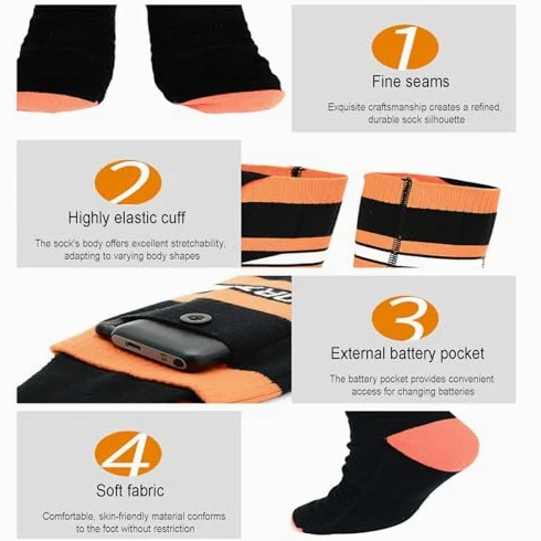 Calcetines calefactados, calentadores eléctricos recargables con control de aplicación, hasta 8 horas de calentamiento, ideales para hombres y mujeres, perfectos para actividades en clima frío como