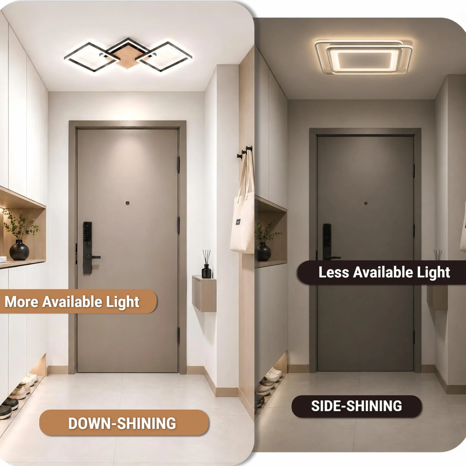 BrightFly LED Techo 24W Moderna Lámpara de Techo LED 3100LM Blanco Frío 6500K Cuadrado