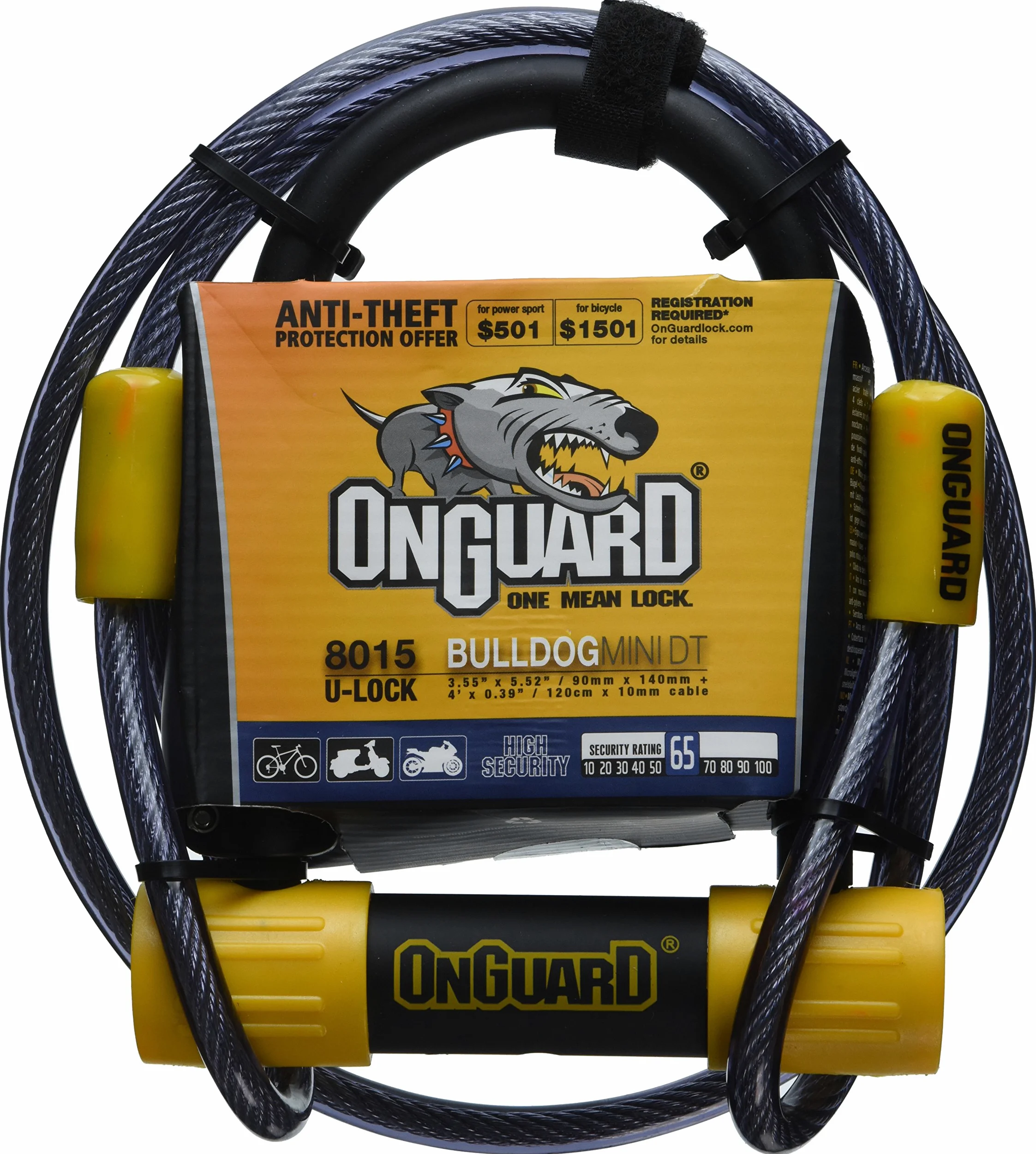 ONGUARD 45008015 Bulldog DT Candado para bicicleta, negro, 8,9 x 14,5 cm