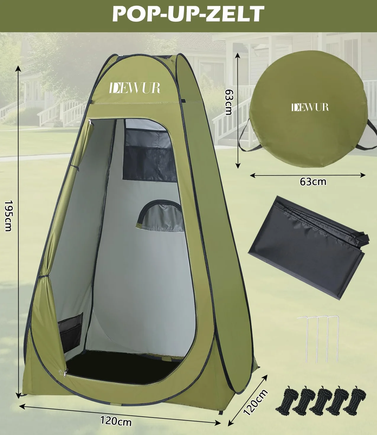 Tienda de campaña para baño con protección UV 50+, vestuario privado para exteriores
