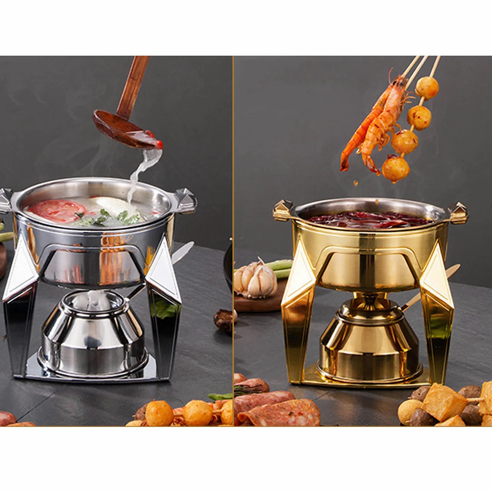 Juego De Utensilios Hornillos De Acampada, Hornillo De Alcohol Portátil, Mini Hornillo De Camping Acero Inoxidable, Cocina De Alcohol para Uso en Interiores Barbacoa, Picnic,Gold