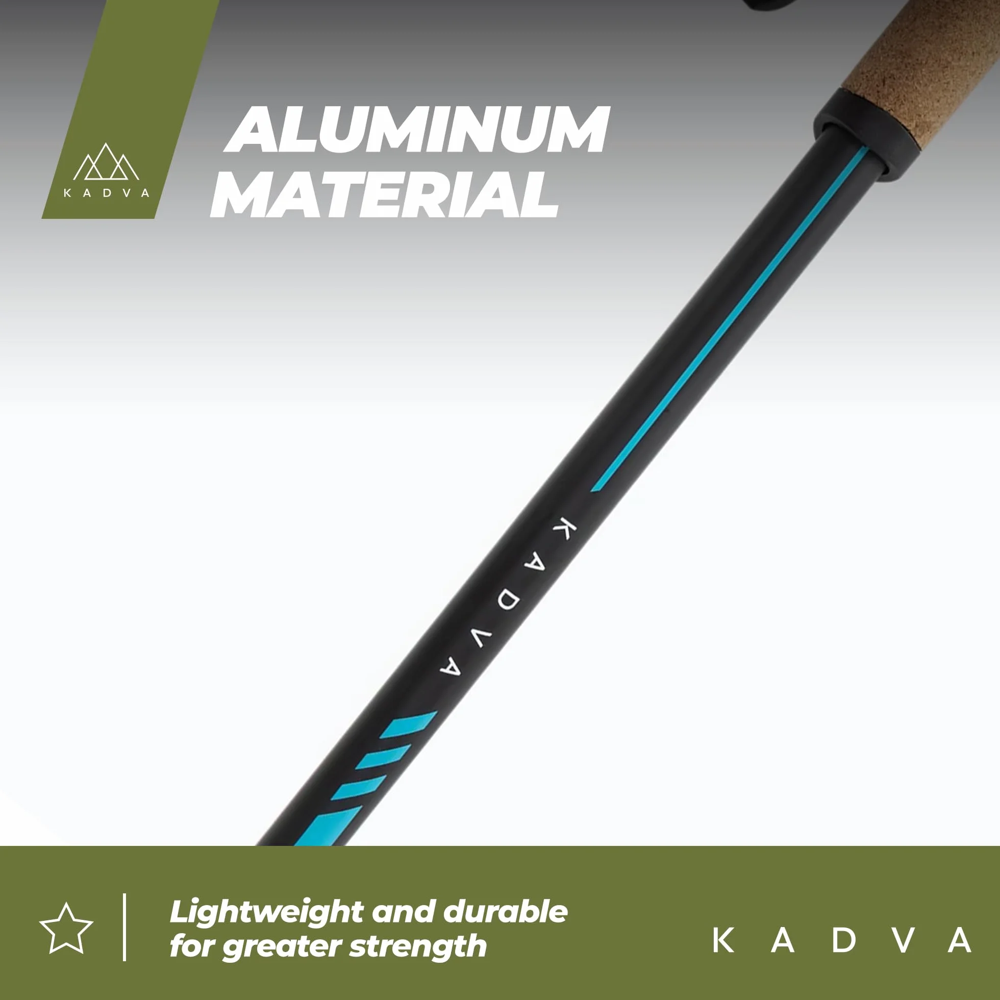 KADVA Bastones de Marcha nórdica Luna Azul Ajustable 69-135 cm Cierre de Rosca Mango Polipropileno Corcho