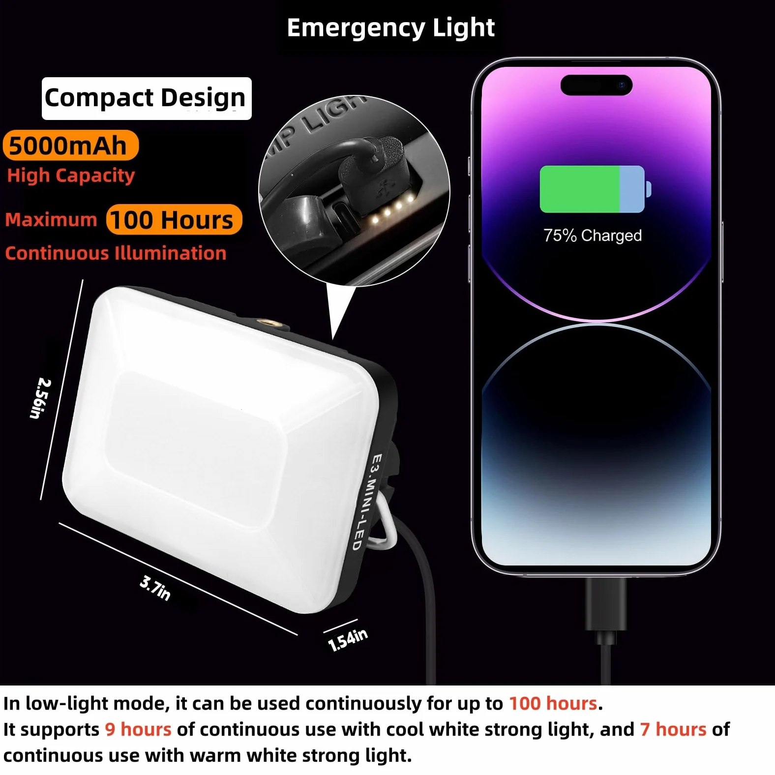DOTWISE Linterna de camping recargable, 50000 mAh, máximo 850 lm, 6 modos de atenuación continua y 3 opciones de montaje, IP54 impermeable, luces de camping para cortes de energía, senderismo