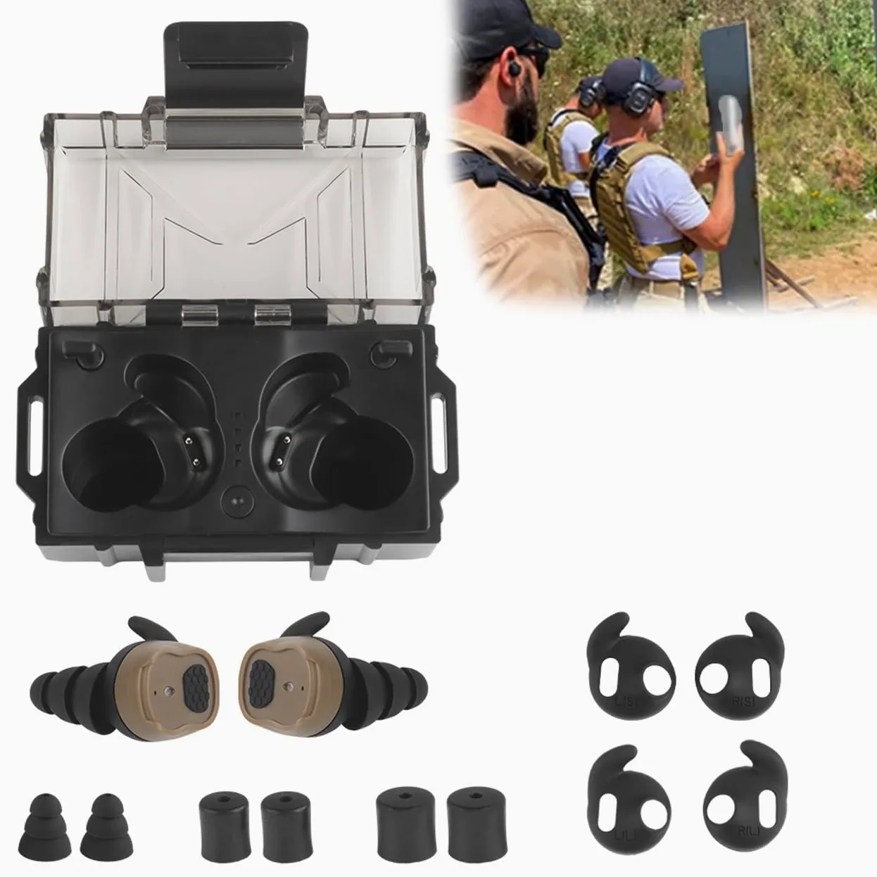 Tapones Bluetooth BT5.3 Military Electronic Noise Reduction Protección Auditiva Tapón para El Tiro Al Blanco Caza
