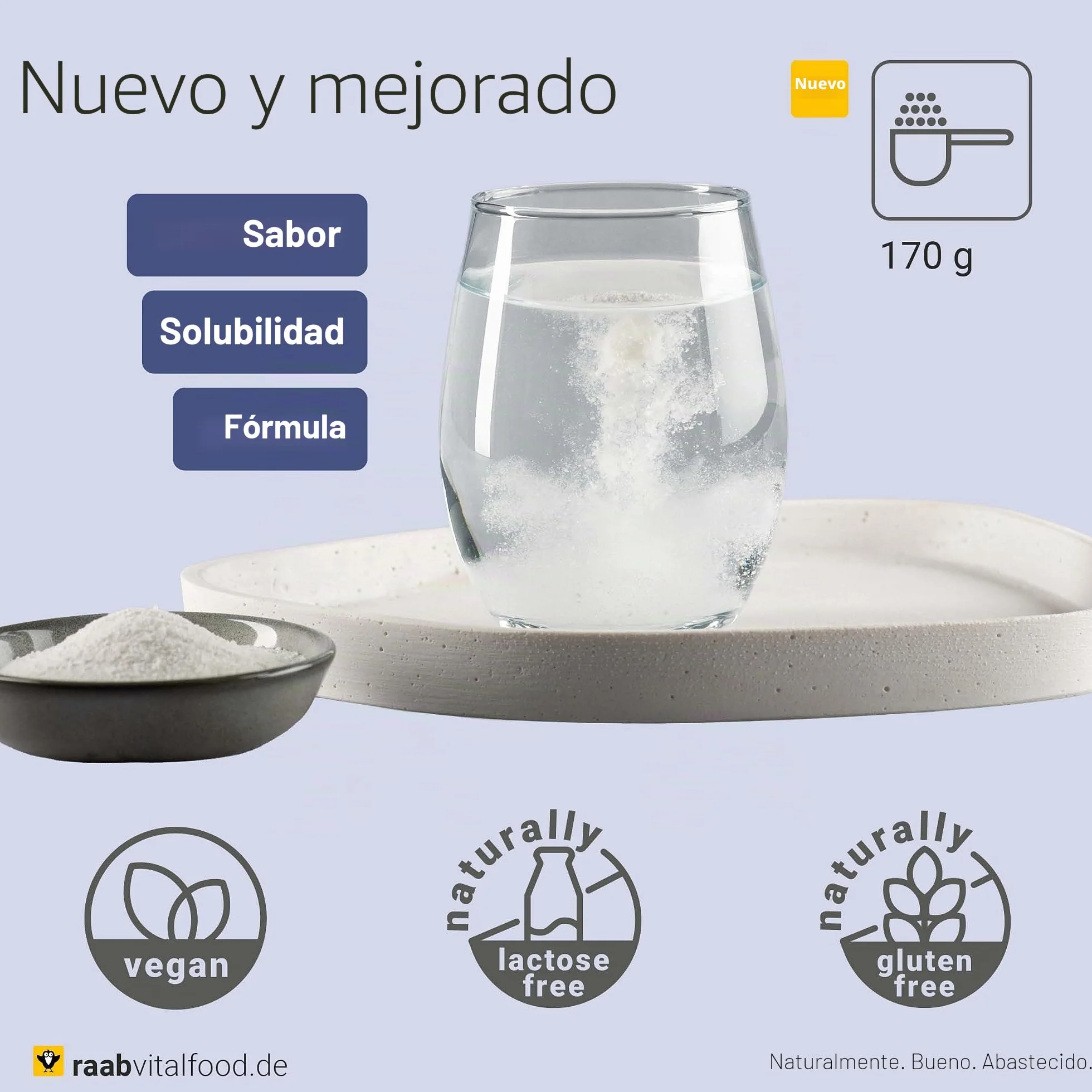 Raab Vitalfood Electrolitos Pur 170 g - Electrolitos sin azúcar, vegano, para deportistas, pérdida de líquidos, músculos, nervios