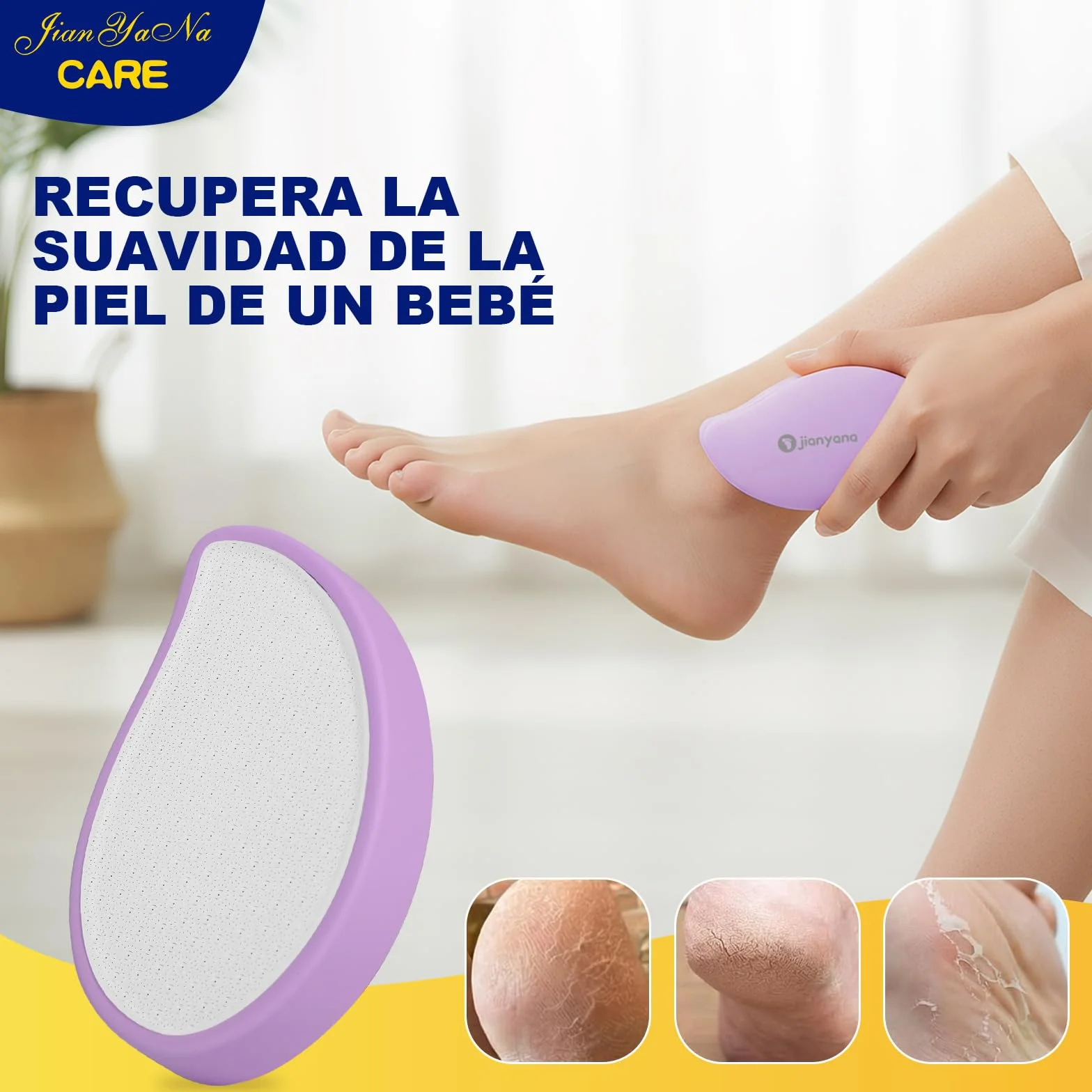 Jianyana Pedicura 2 In 1 Lima Pies Removedor Callos Nanovidrio Piedra Pomez Profesional Manual (Púrpura)