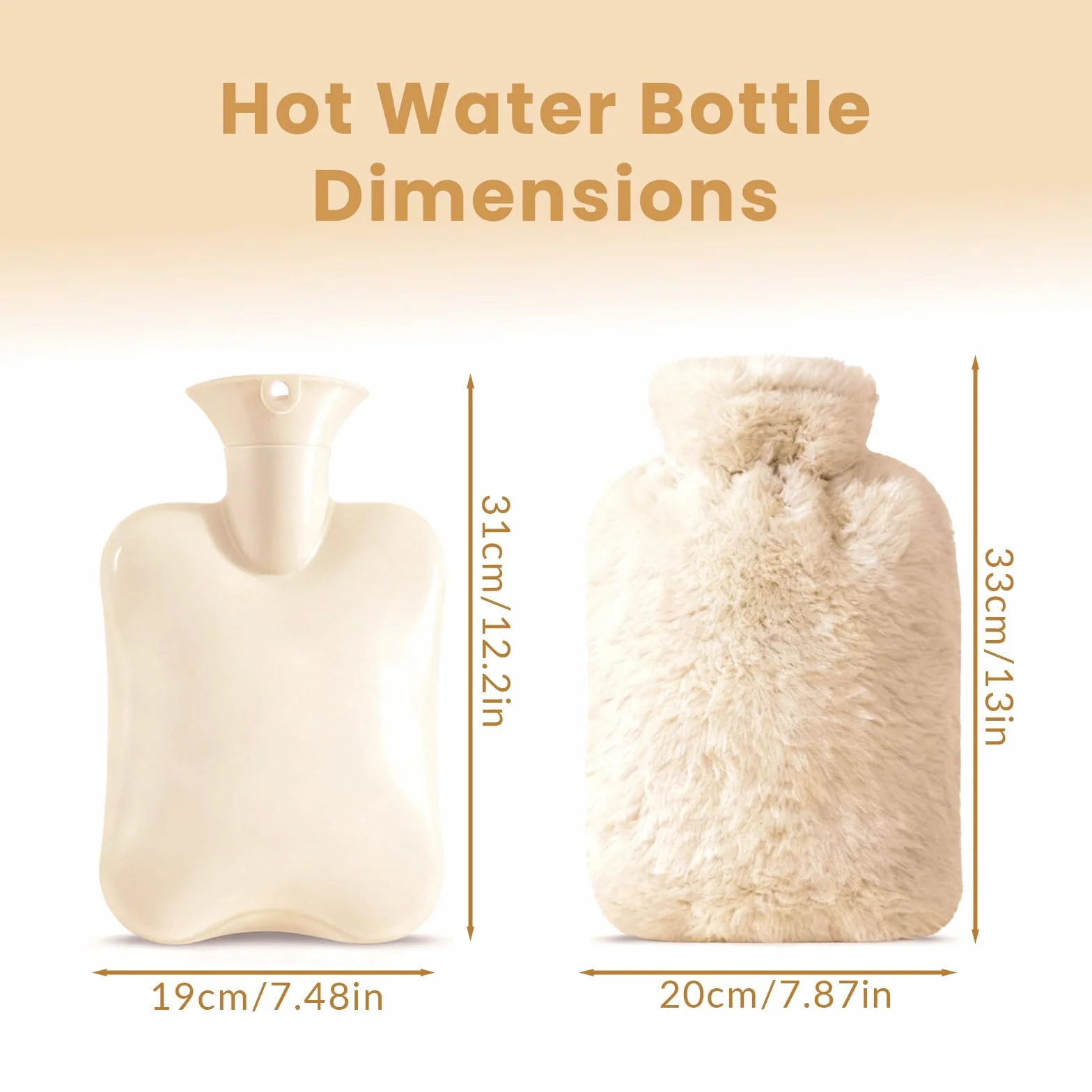 Bolsa de Agua Caliente 2L, Botella de Goma Natural con Funda de Felpa, para Alivio y Calidez