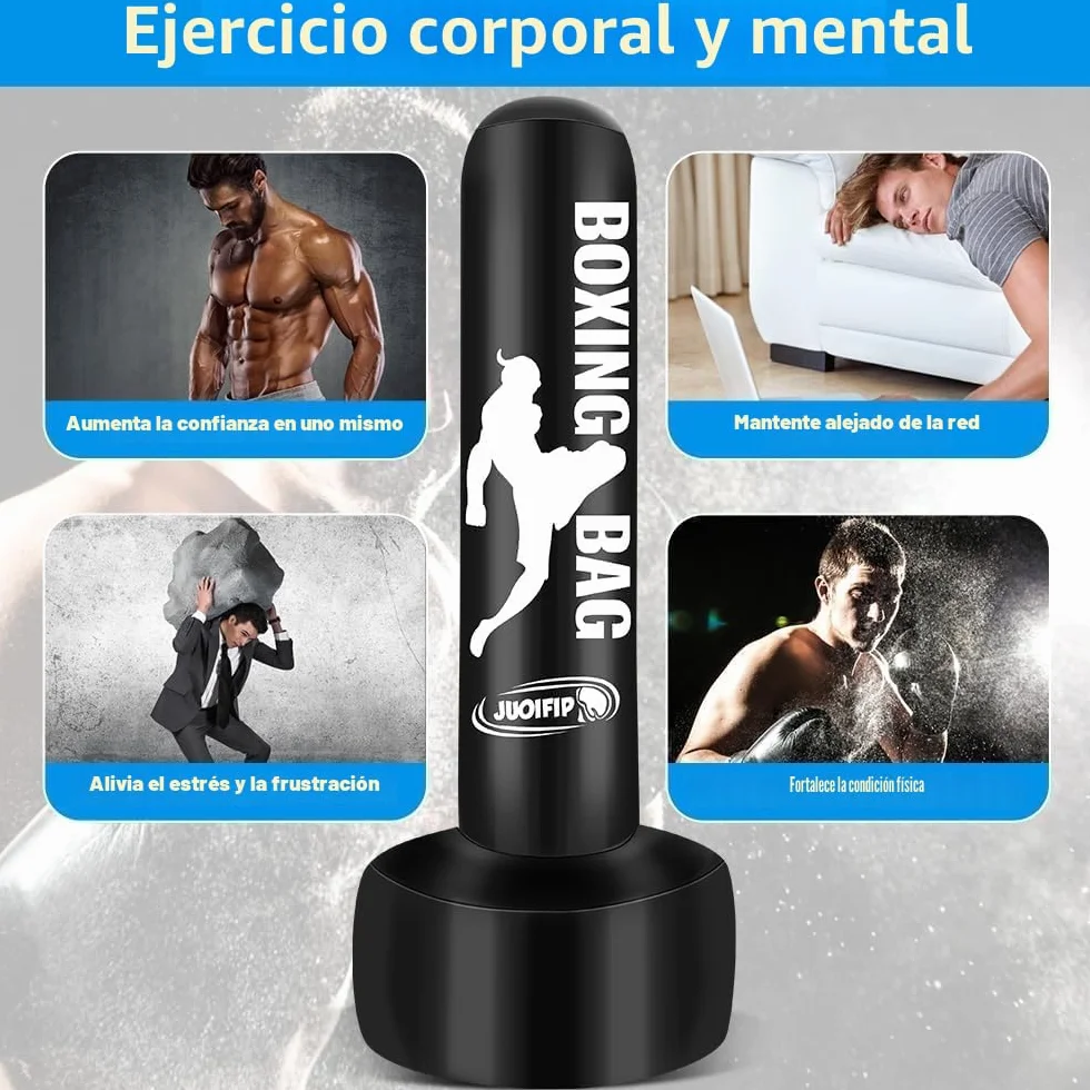 180cm Pesado Saco de Boxeo Adultos, Freestanding Saco de Boxeo Inflable Kickboxing Bolsa para Entrenamiento MMA Muay Thai Fitness