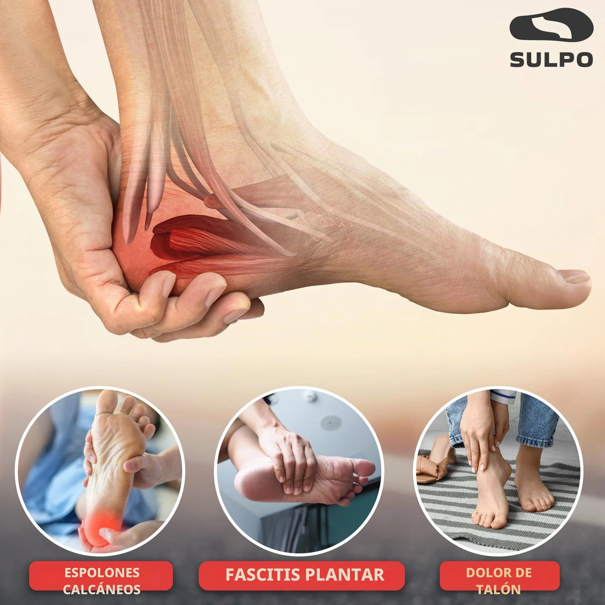 SULPO Taloneras de gel para fascitis plantar y espolón calcáneo, plantillas talón ortopédicas, 36-39, 1 par