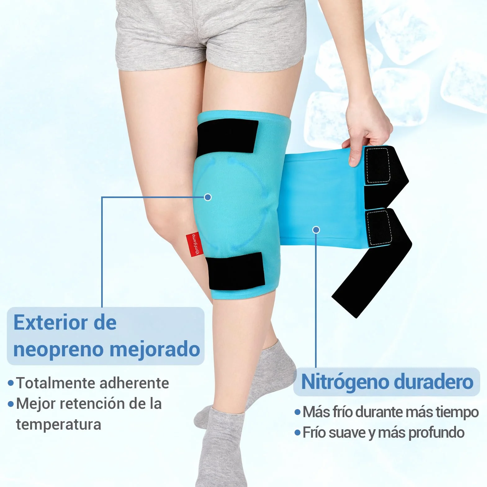 Comfytemp Bolsa de Hielo para Aliviar el Dolor de Rodilla, Bolsa Gel Frio Reutilizables, Terapia de Frío o Calor