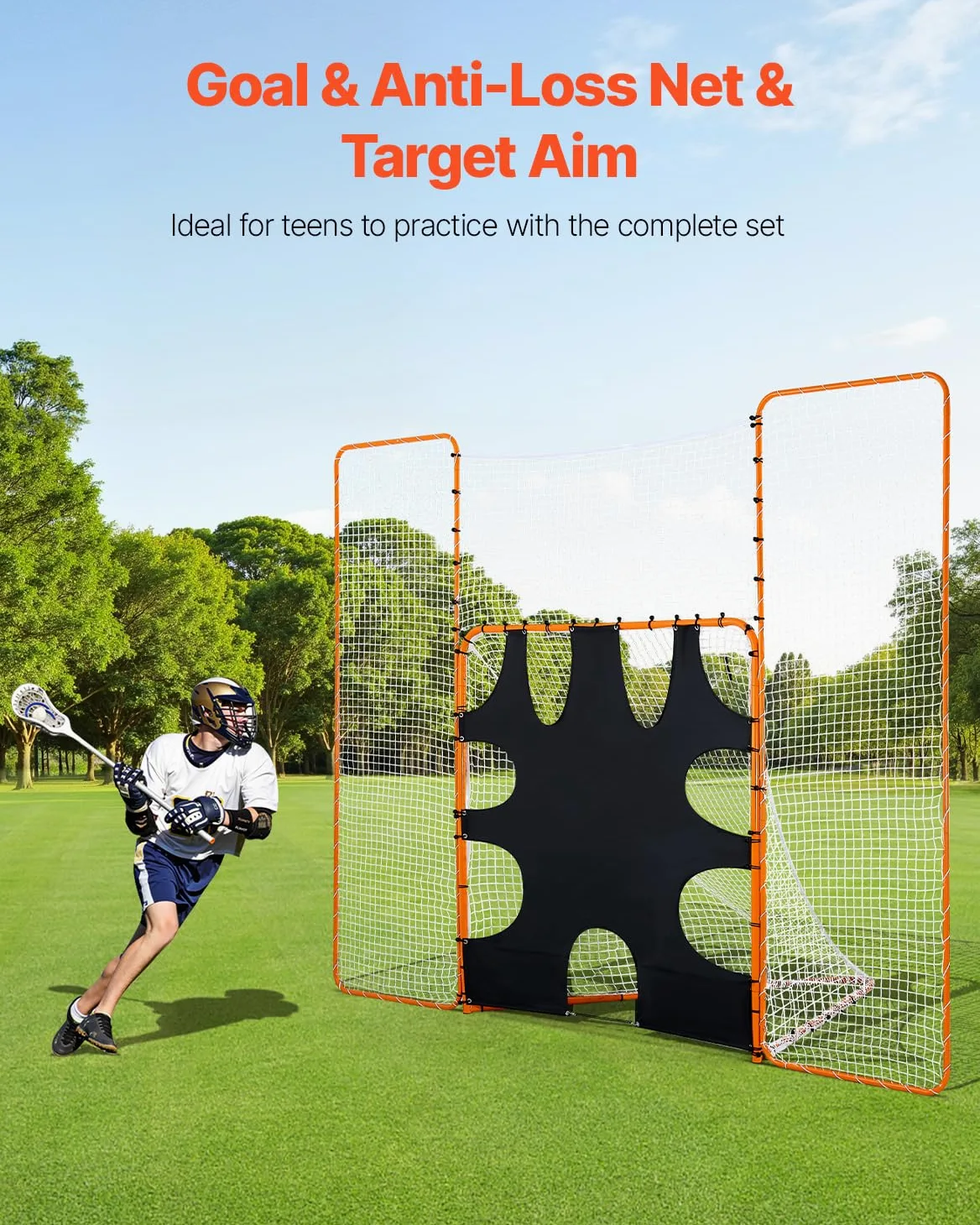 VEVOR Portería portátil de Lacrosse - Juego Completo de Accesorios de Entrenamiento con Cobertura extendida para jóvenes y Adultos