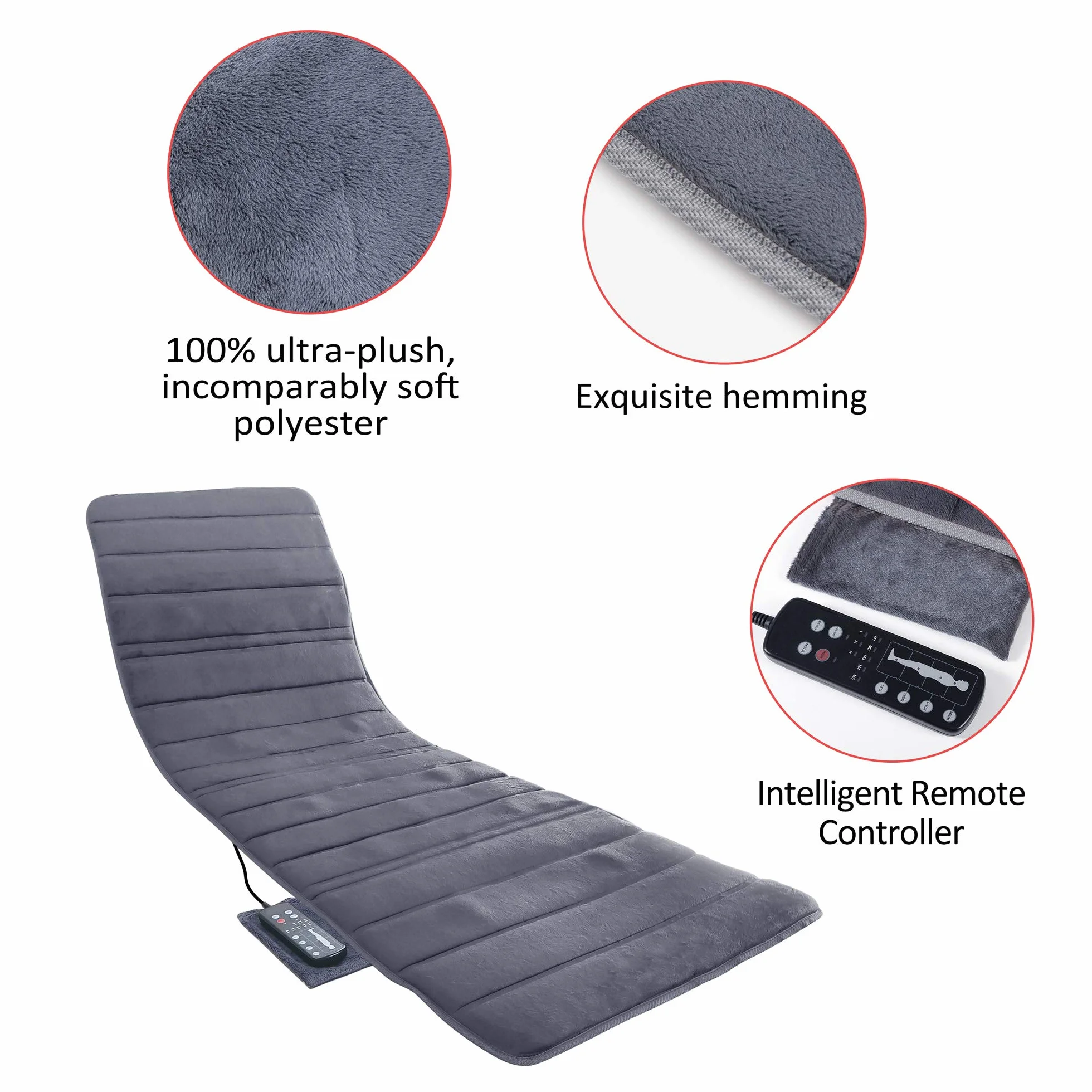COMFIER Colchón de Masaje Eléctrico 10 Motores Vibrantes Almohadilla Térmica 2 Terapias Apagado Automático