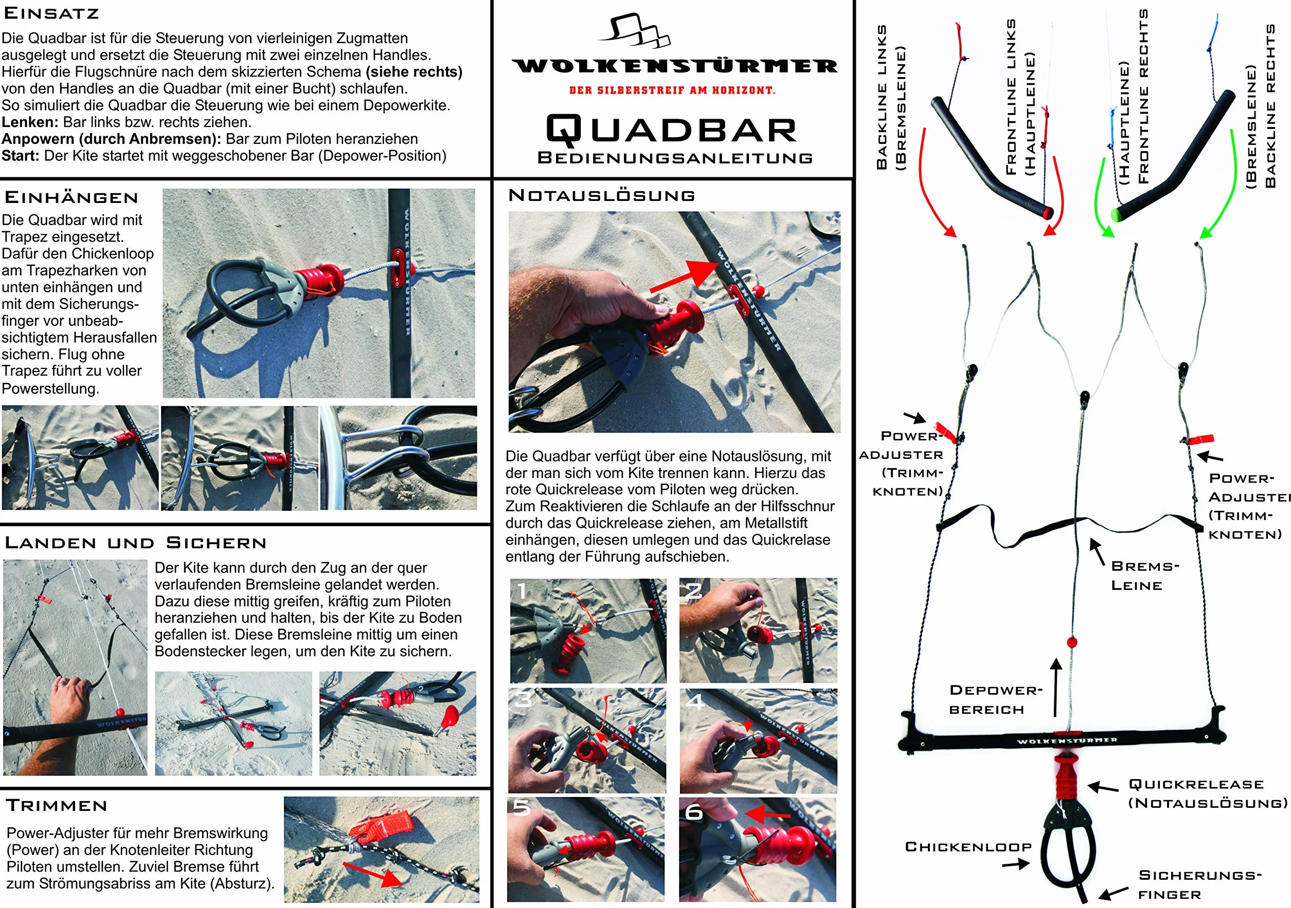 Wolkenstürmer Barra de control kitesurf