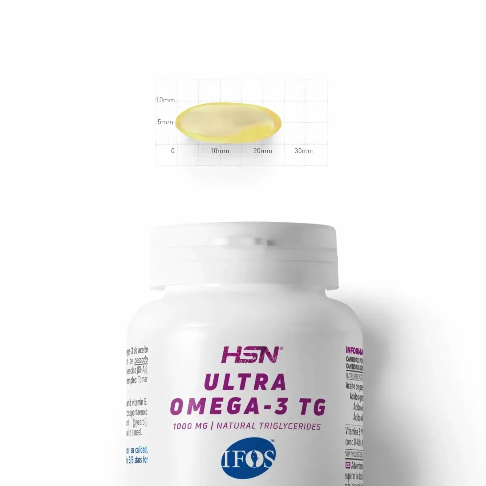HSN Ultra Omega 3 TG IFOS 5 Estrellas 120 Perlas 1000mg Aceite de Pescado EPA 350mg DHA 250mg Triglicéridos