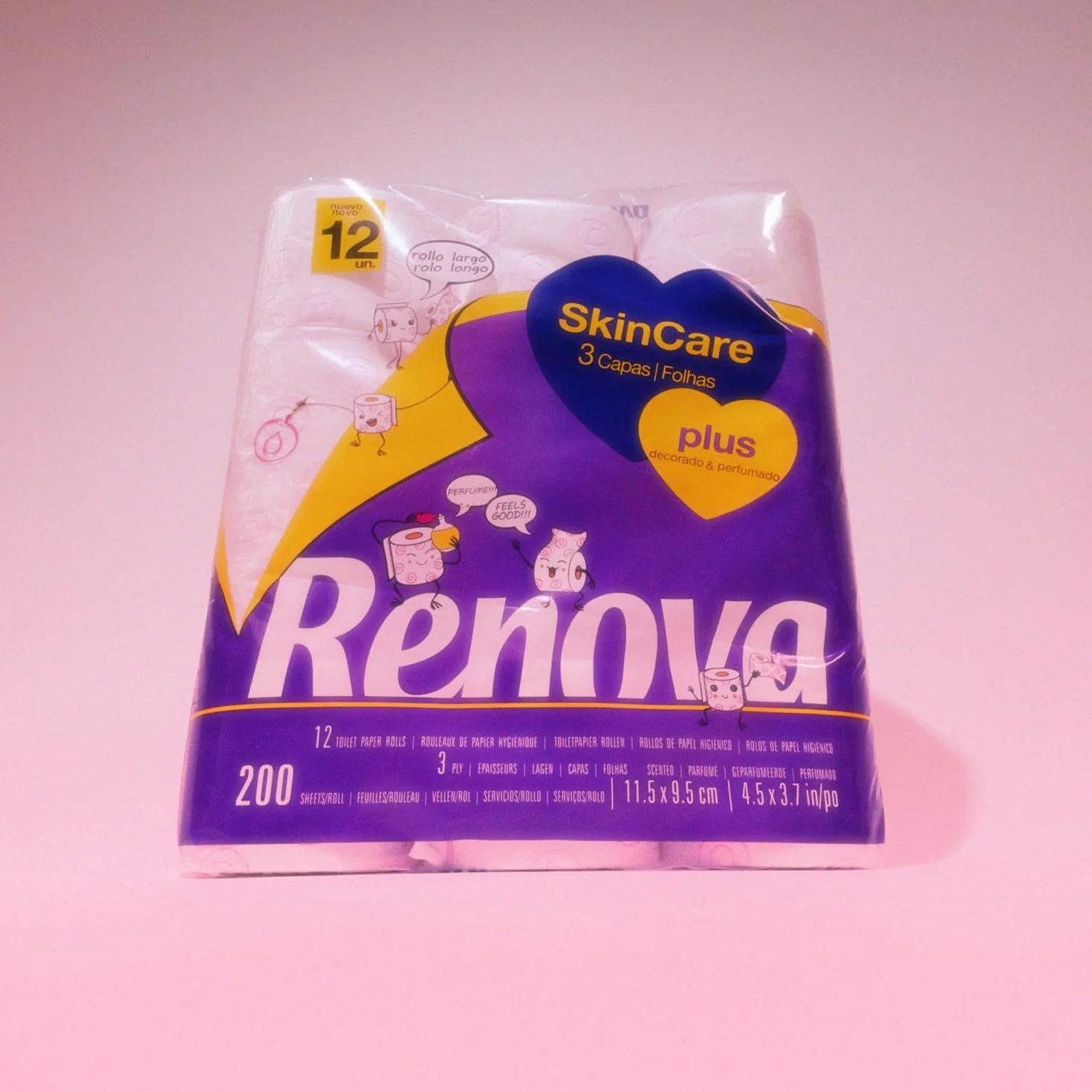 Renova Papel Higiénico Skin Care Plus Decorado Perfumado 12 Rollos