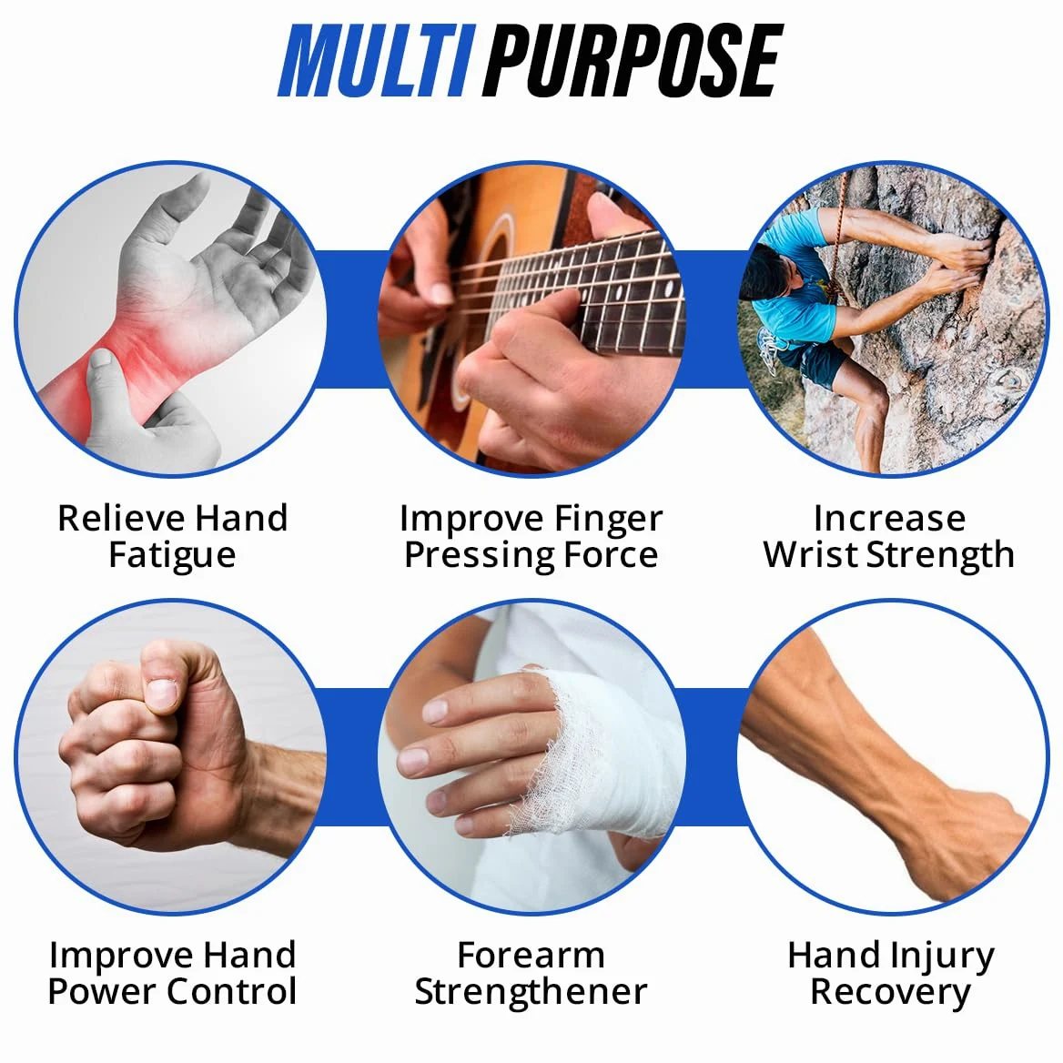 Entrenador fortalecedor de agarre de mano con resistencia ajustable de 4,5 a 59 kg, ejercitador de fuerza de agarre de mano para construcción muscular, recuperación de lesiones y terapia para aliviar