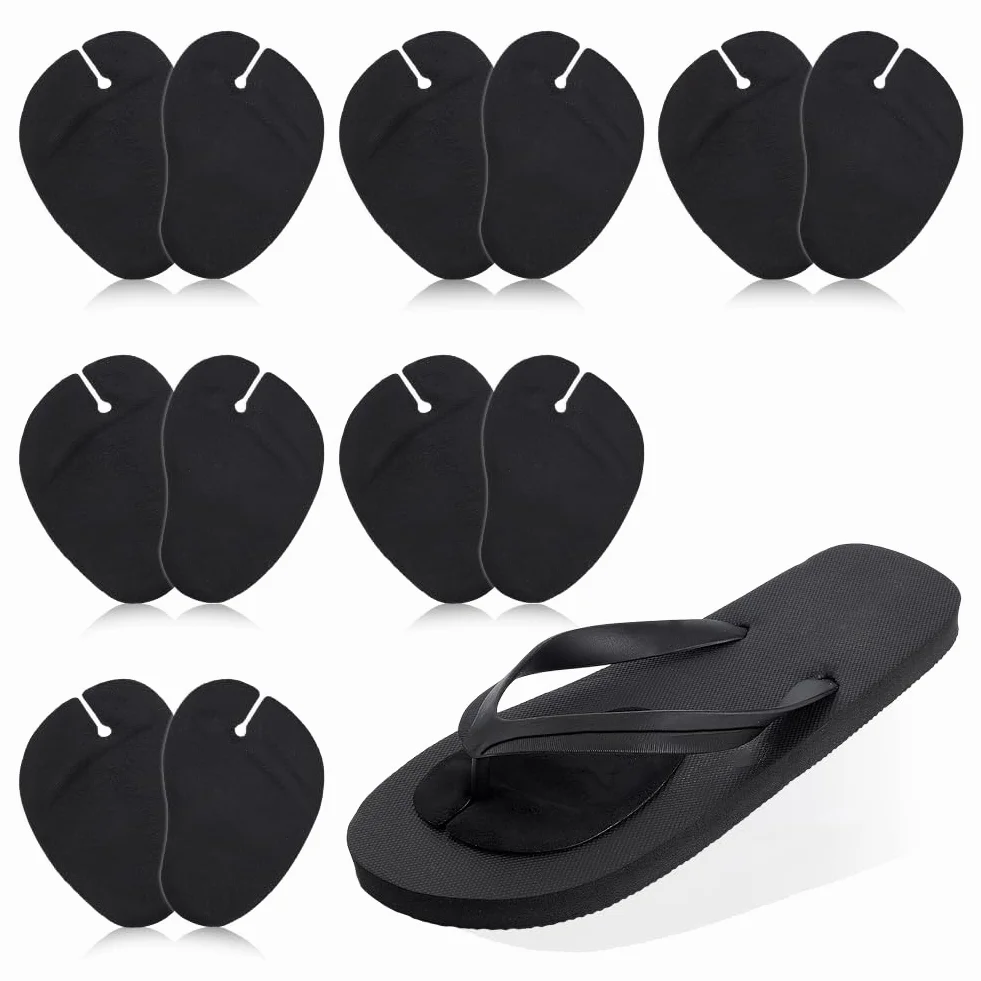 AHANDMAKER 6 Pares Protectores Dedos Piel Sintética Sandalias 2.75x3.94 Pulgadas Cojín Antideslizante Playa Accesorios Agarre Pies Negro
