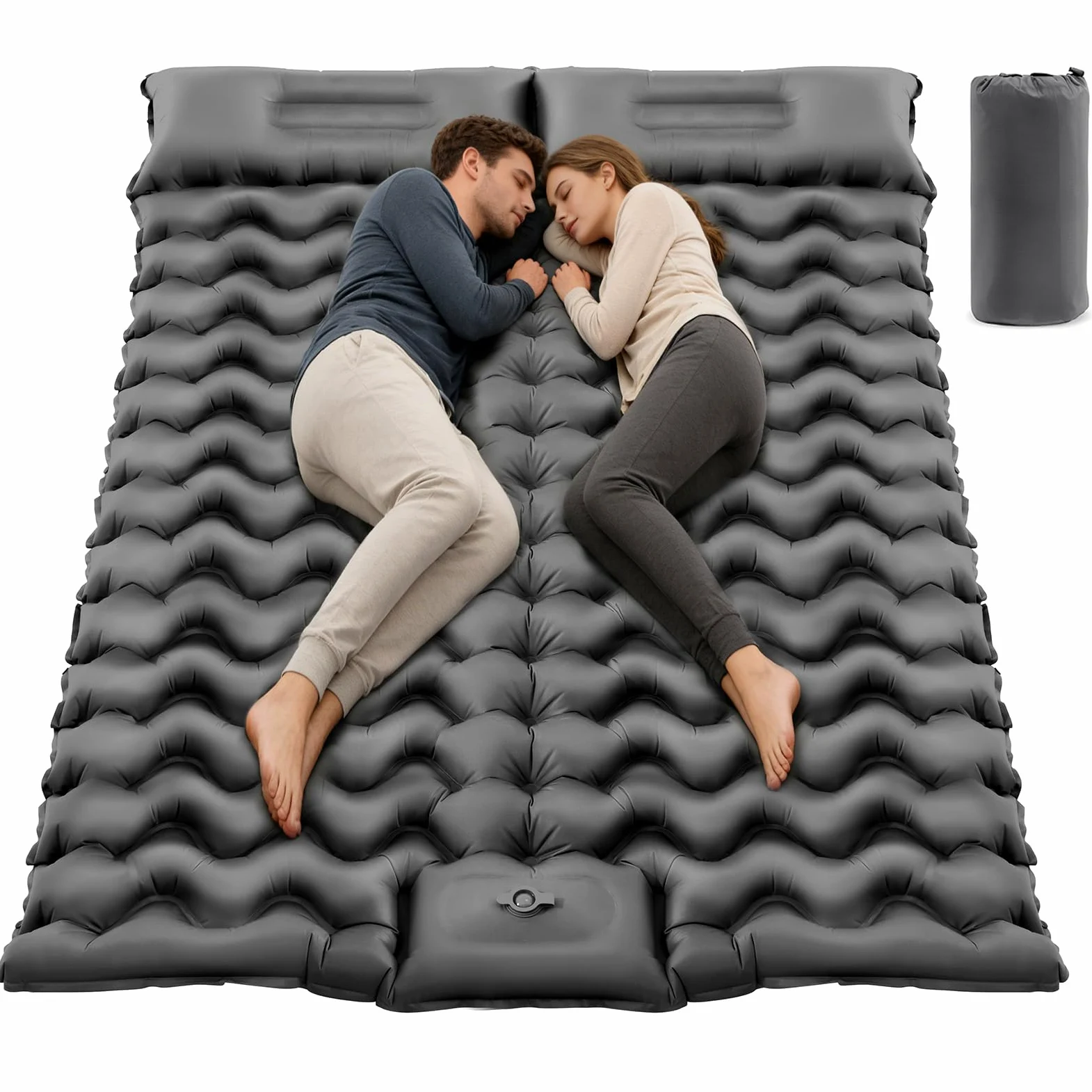 PHYSEN Colchón Hinchable para Acampada 2 Personas 196 x 130 cm Impermeable Bomba de Pie