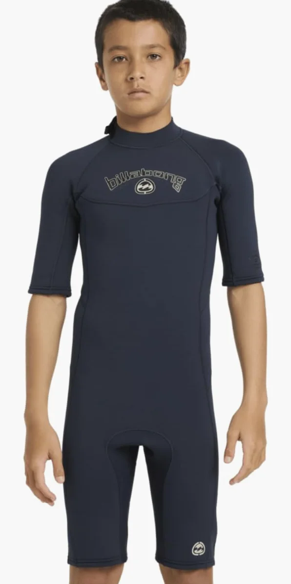 Billabong Junior Absolute - Traje de neopreno corto con cremallera trasera de 2/2 mm, color azul marino