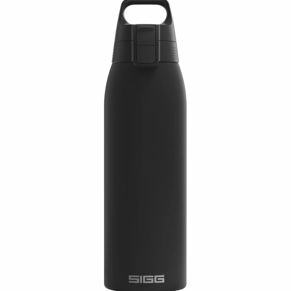 SIGG - Borraccia Termica - Shield Therm One Nero - Adatta alle bevande gassate - Ermetica - Lavabile in lavastoviglie - Senza BPA - 90% acciaio inox riciclato - Nero - 1 L