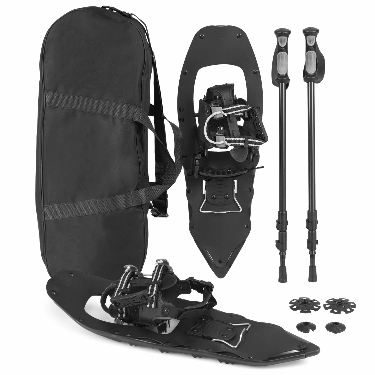 COSTWAY Juego de Raquetas de Nieve Aluminio Bastones Senderismo Fijación Ajustable Acolchado EVA Bolsa Transporte