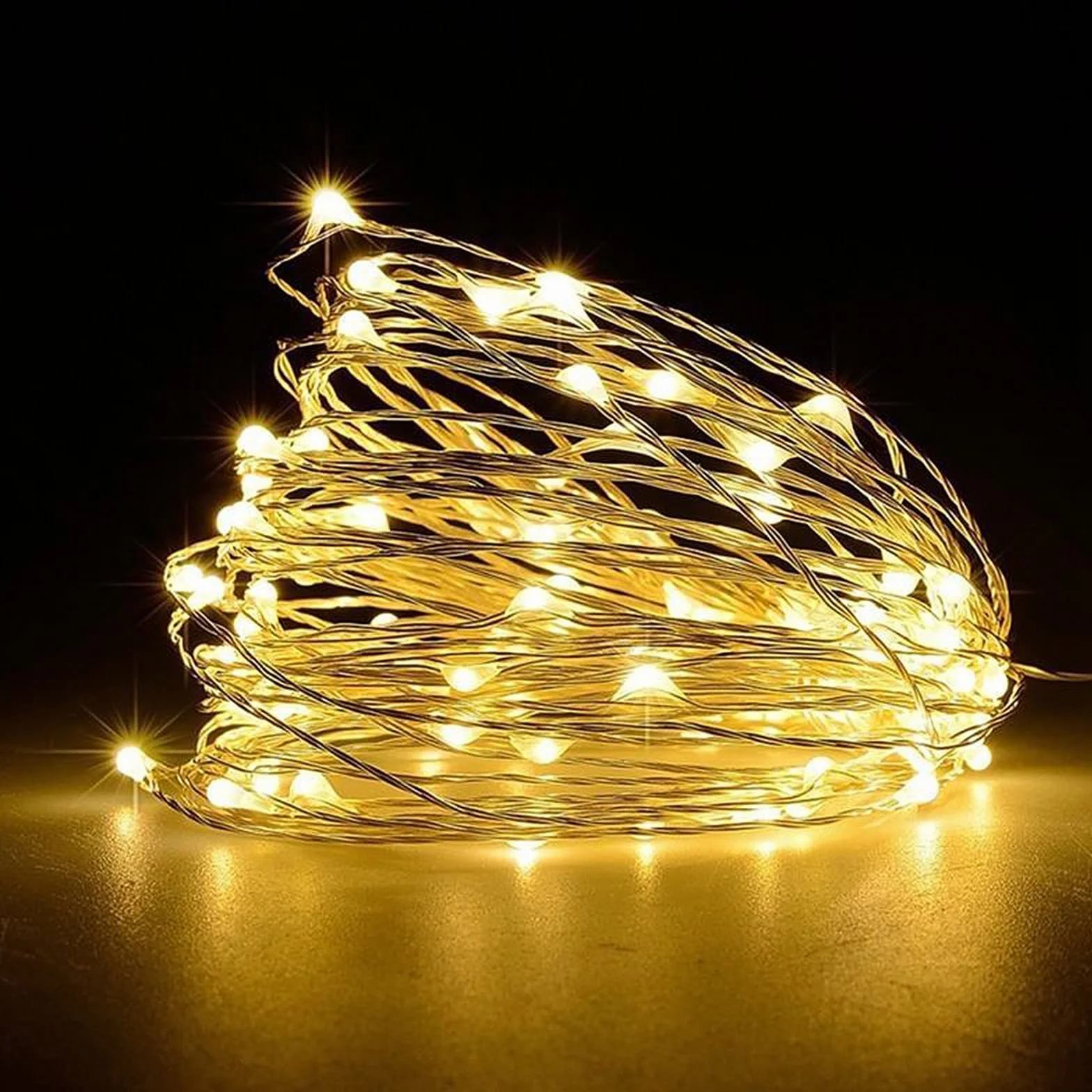 Jsdoin Guirnalda Luces 5M 50 LED Blanco Cálido Interior Hadas Navidad