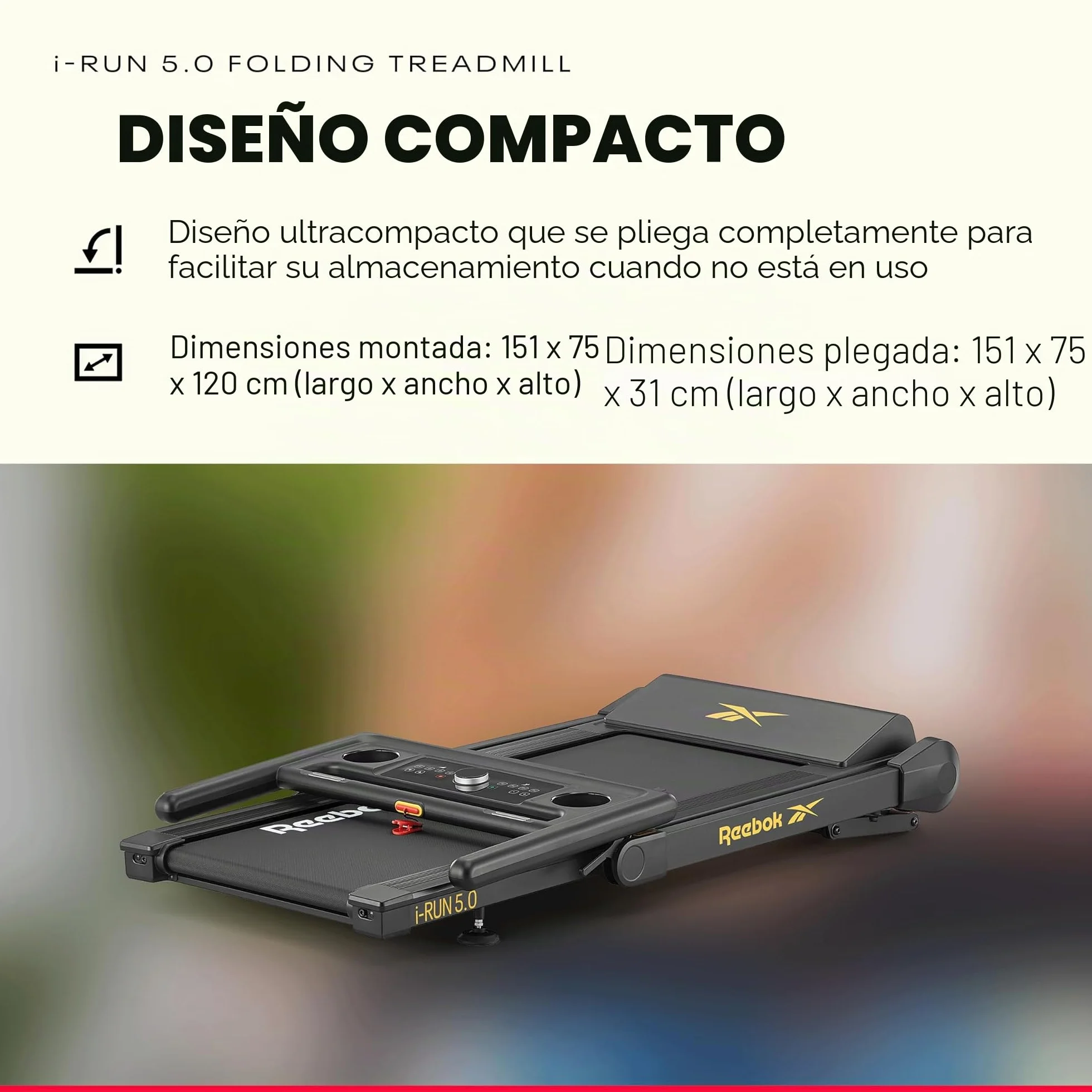 Reebok Cinta de Correr i-Run 5.0 - Kinomap, Zwift - 15km/h - 120x46cm - LCD